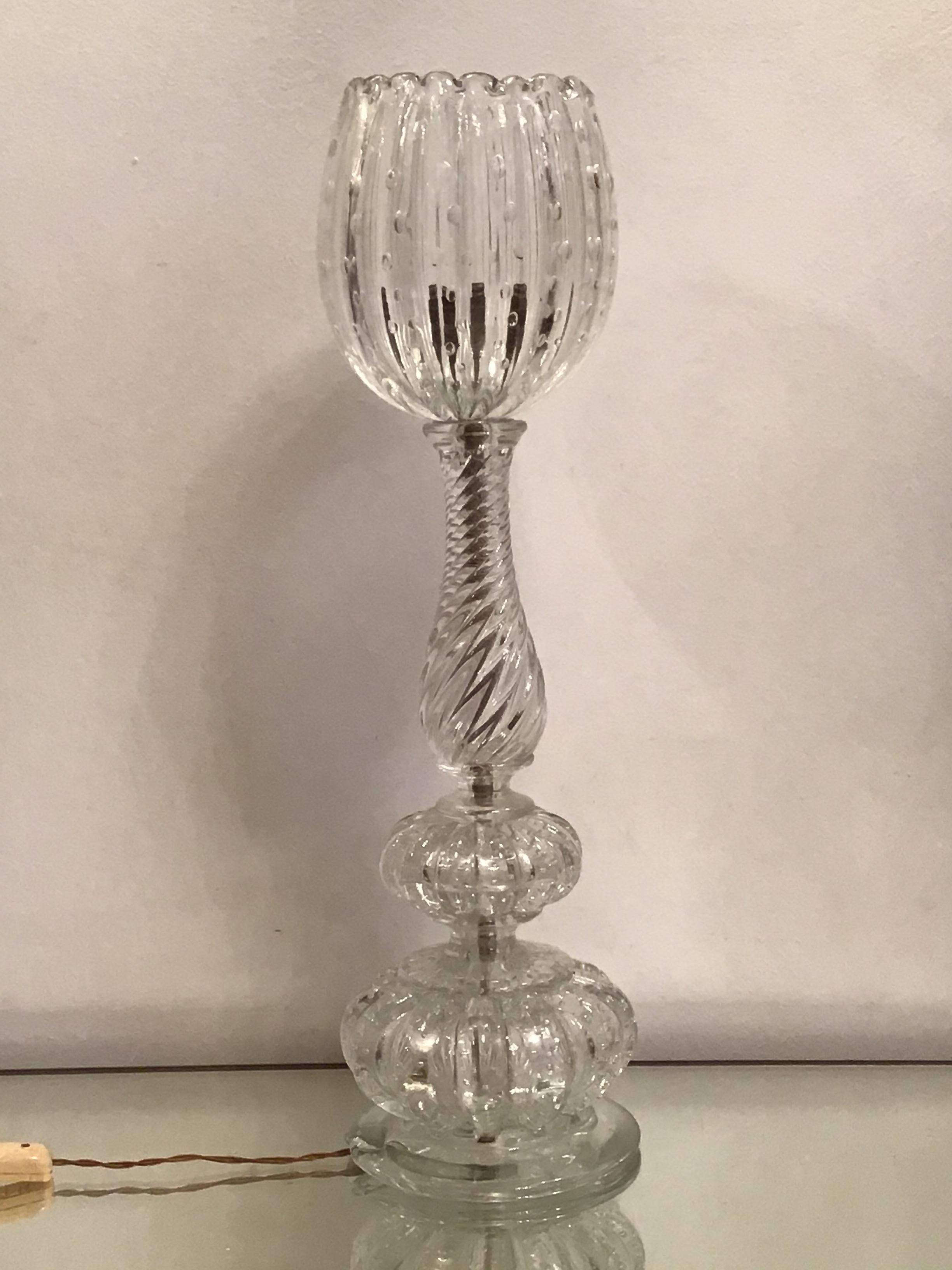 Barovier & Toso lampe de bureau en verre de Murano, 1940, Italie en vente 3