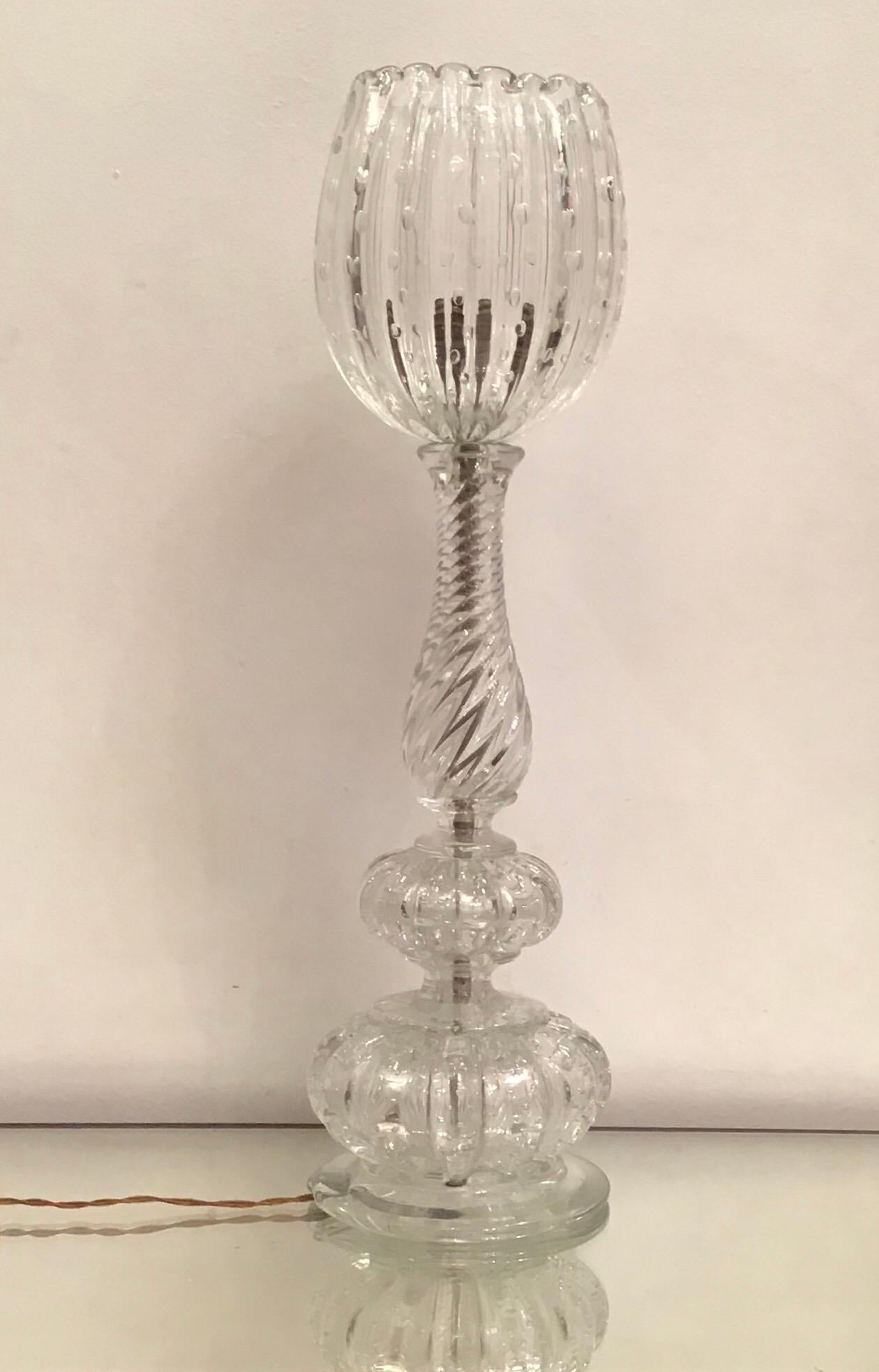 Italian Barovier e Toso Table Lamp Murano Glass, 1940, Italy For Sale