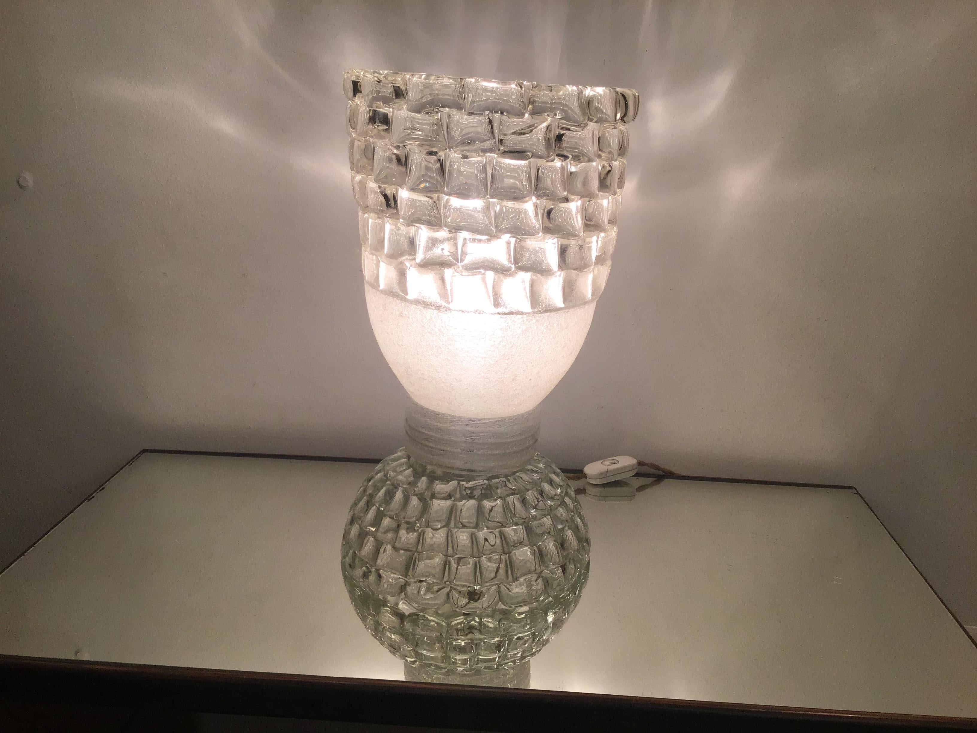 Barovier e Toso Table Lamp Murano Glass, 1940, Italy In Excellent Condition For Sale In Milano, IT