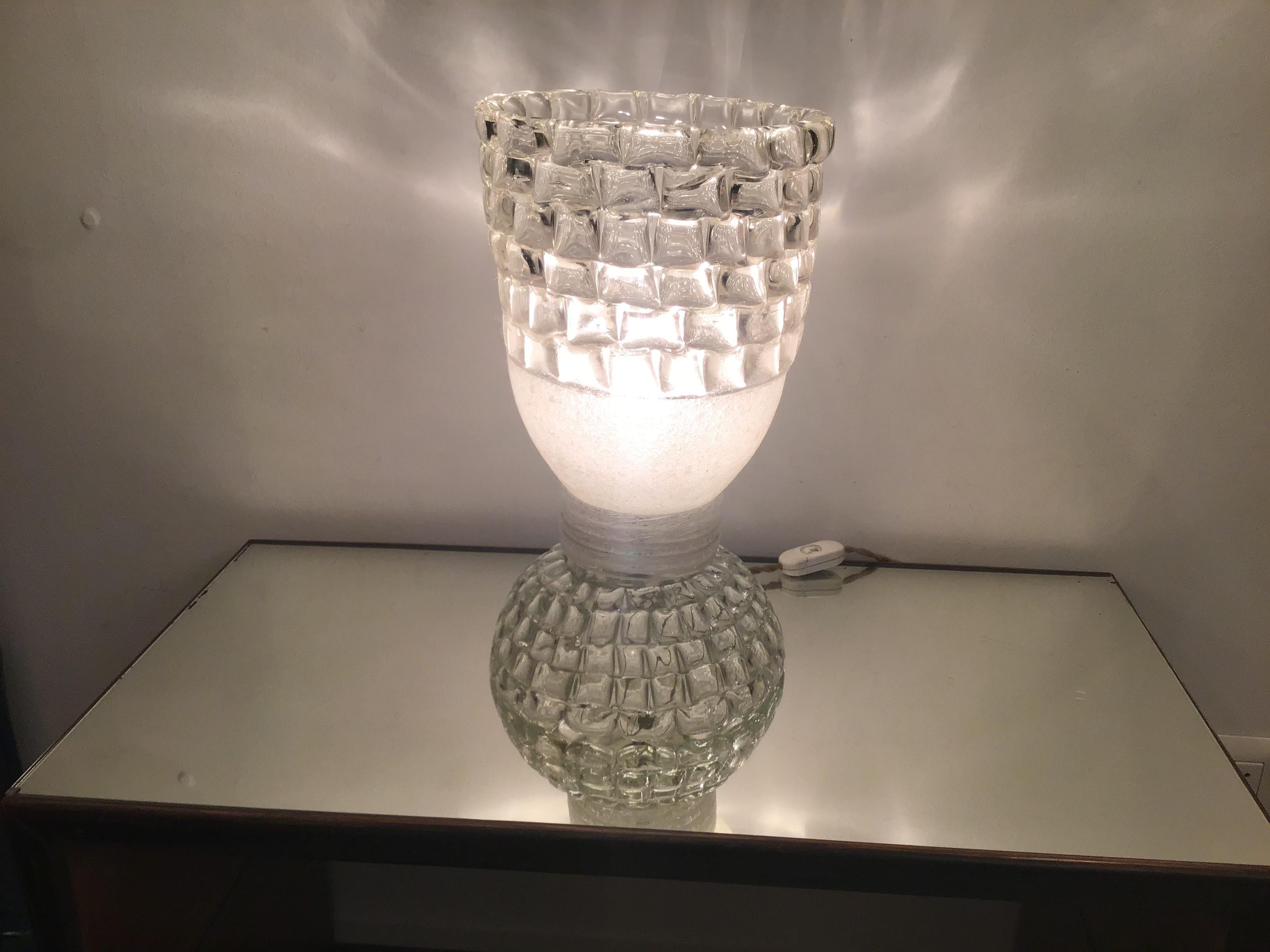 Mid-20th Century Barovier e Toso Table Lamp Murano Glass, 1940, Italy For Sale