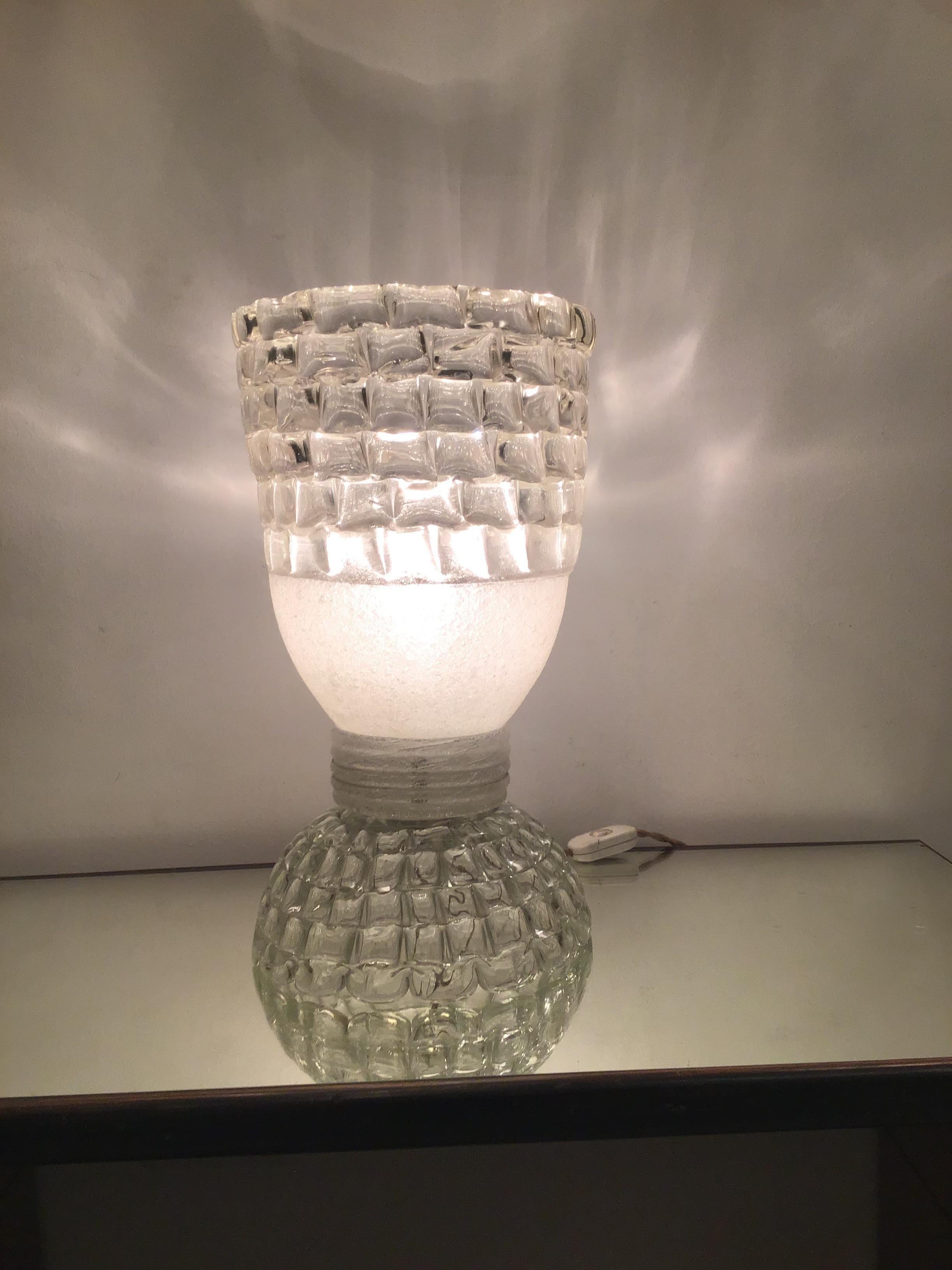 Barovier e Toso Table Lamp Murano Glass, 1940, Italy For Sale 1