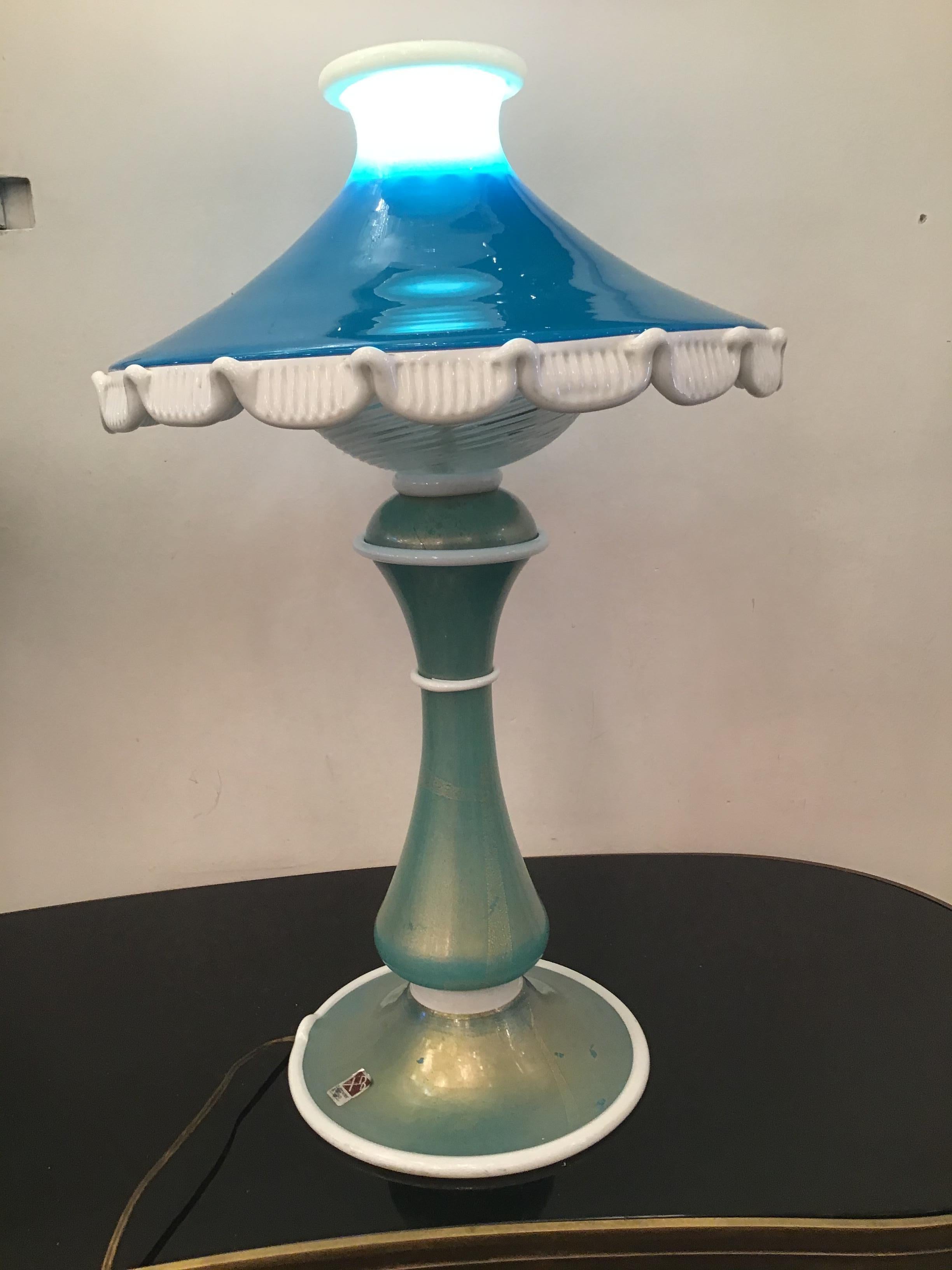Italian Barovier e Toso Table Lamp Murano Glass 1950 Italy For Sale