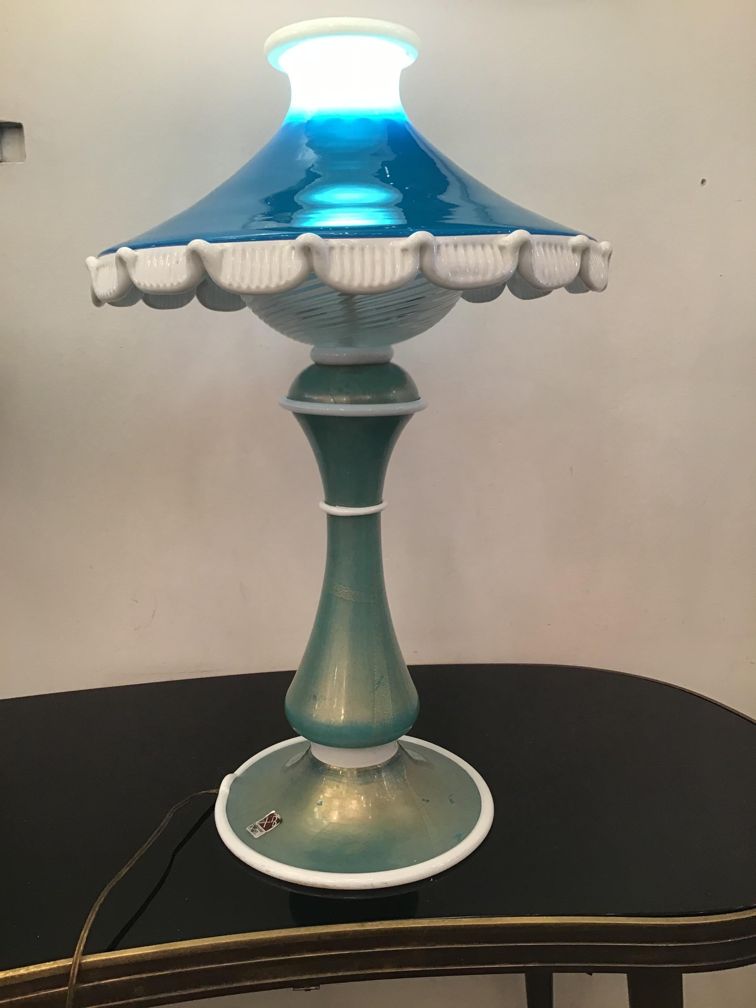 Mid-20th Century Barovier e Toso Table Lamp Murano Glass 1950 Italy For Sale