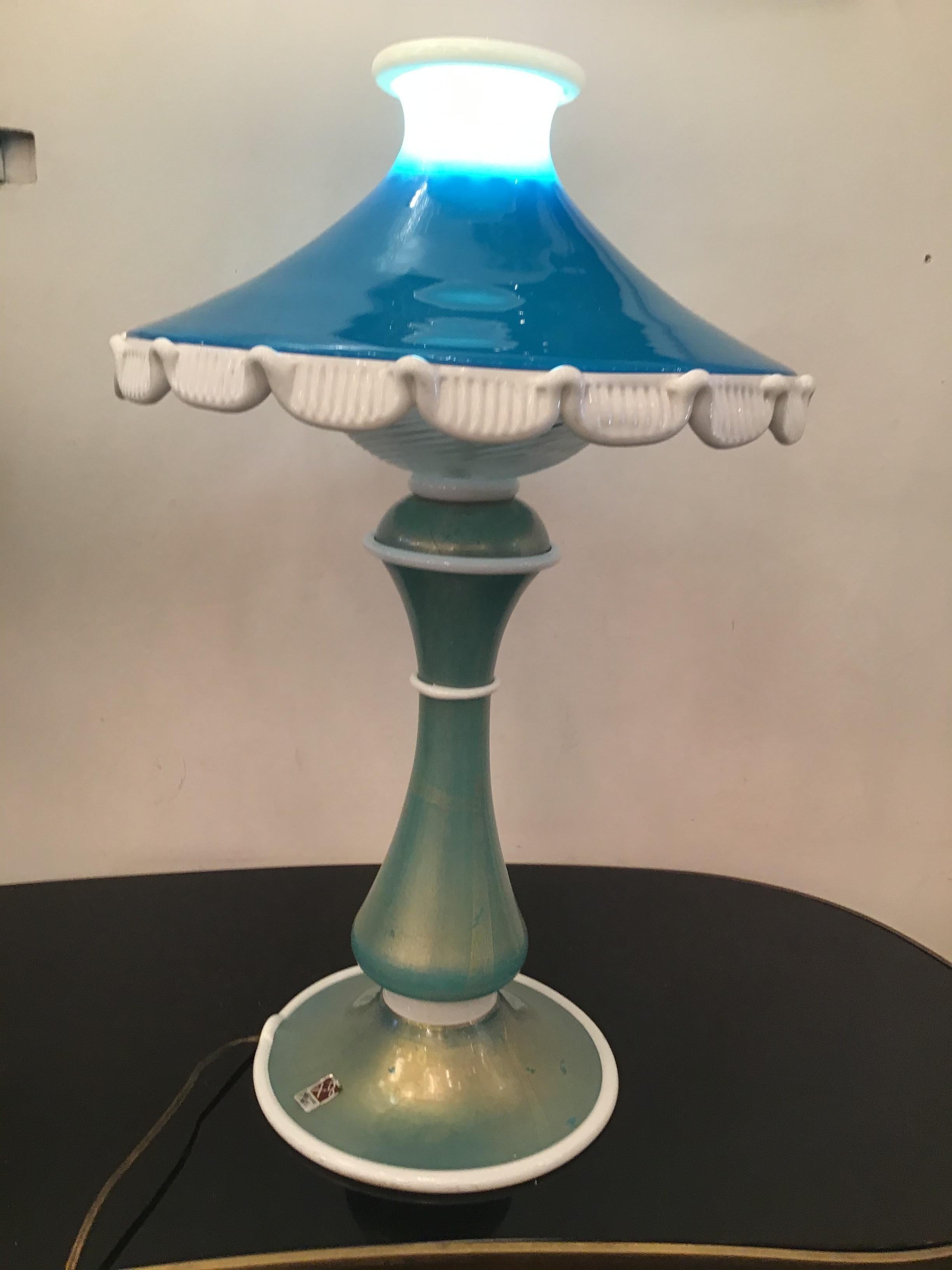 Barovier e Toso Table Lamp Murano Glass 1950 Italy For Sale 2