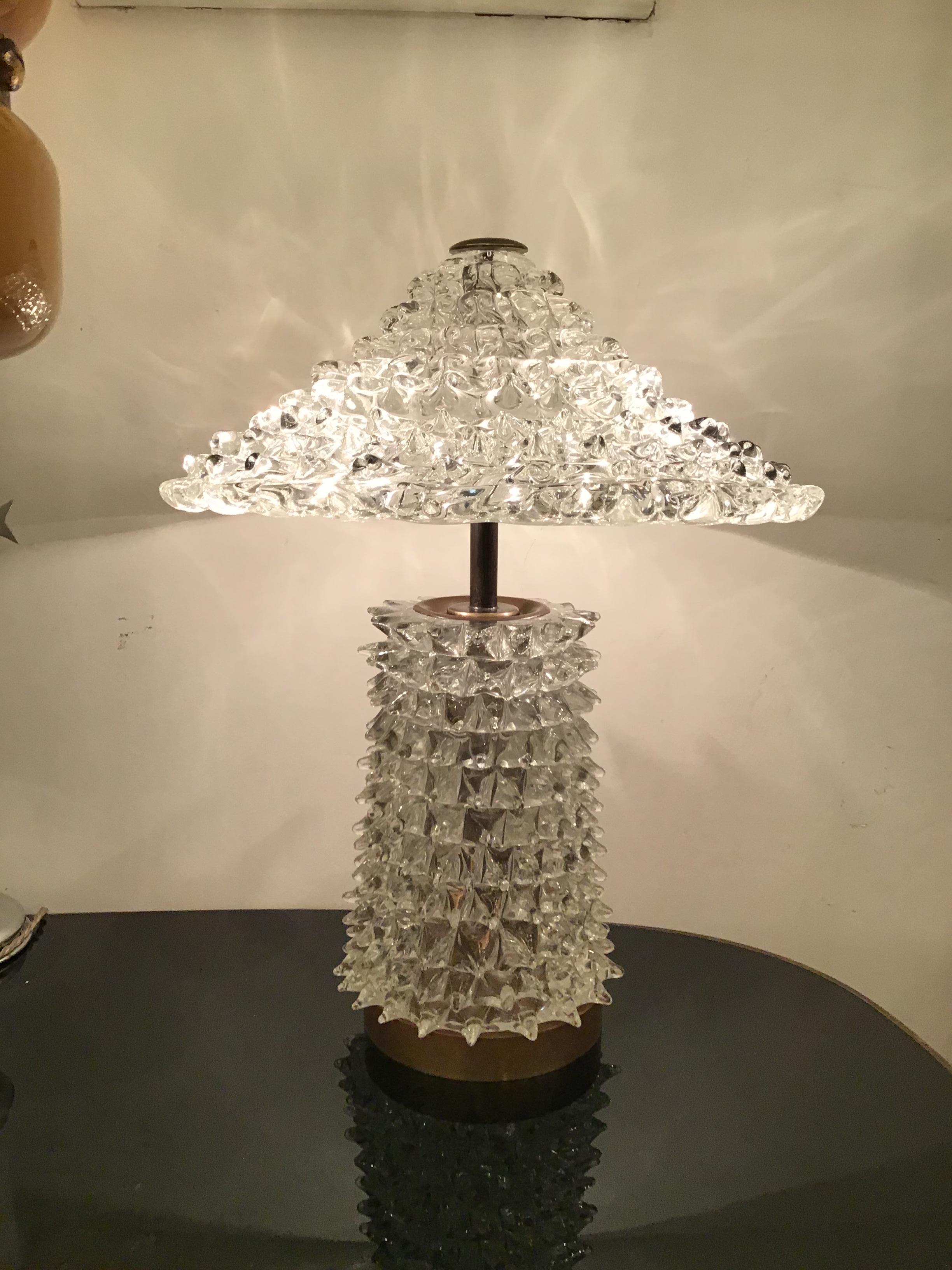 Barovier e Toso Table Lamp Murano Glass Brass 1940 Italy  5