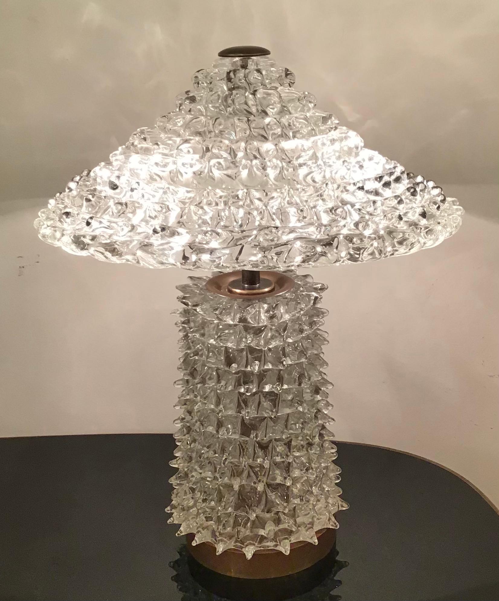 Barovier e Toso Table Lamp Murano Glass Brass 1940 Italy  6