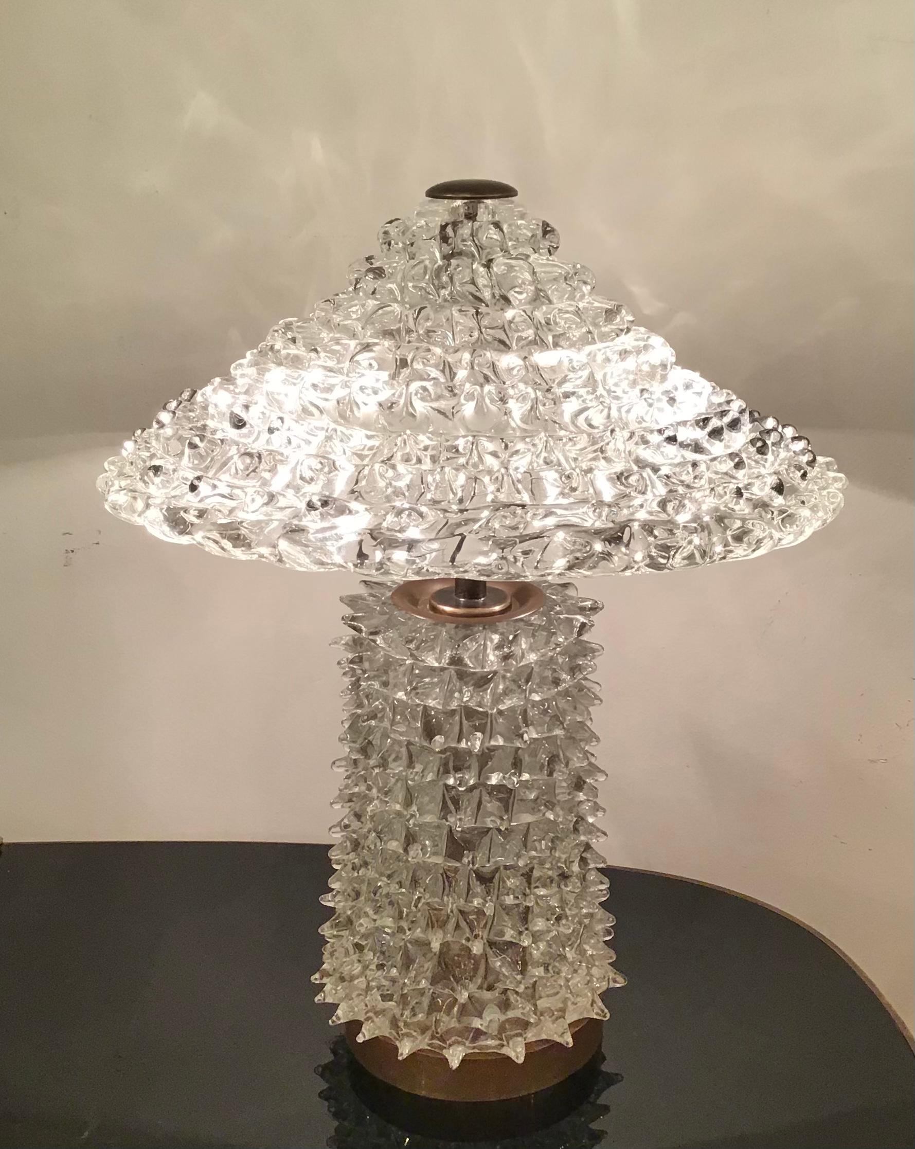 Barovier e Toso Table Lamp Murano Glass Brass 1940 Italy  9
