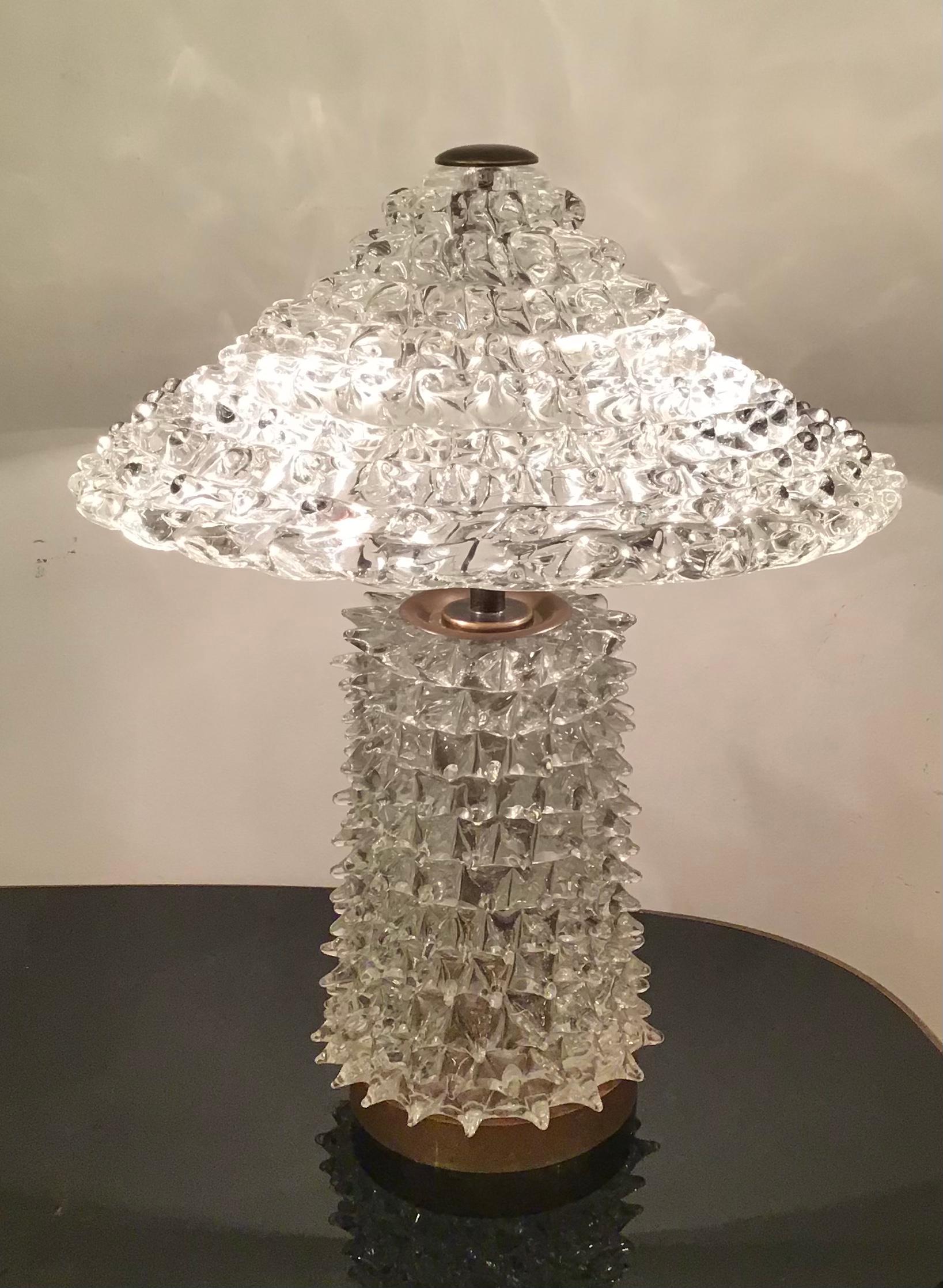 Barovier e Toso Table Lamp Murano Glass Brass 1940 Italy  10