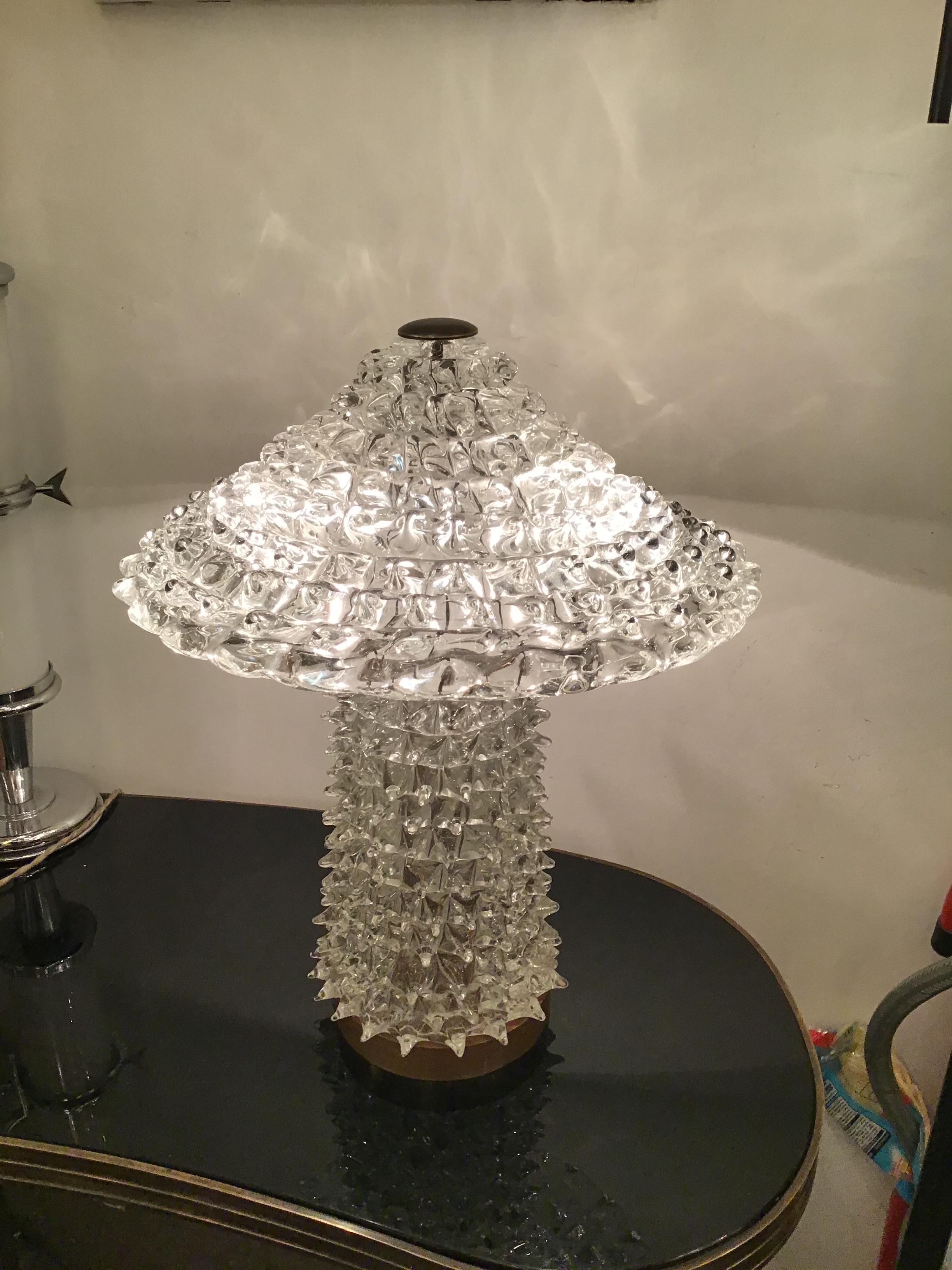 Barovier e Toso Table Lamp Murano Glass Brass 1940 Italy  In Excellent Condition In Milano, IT