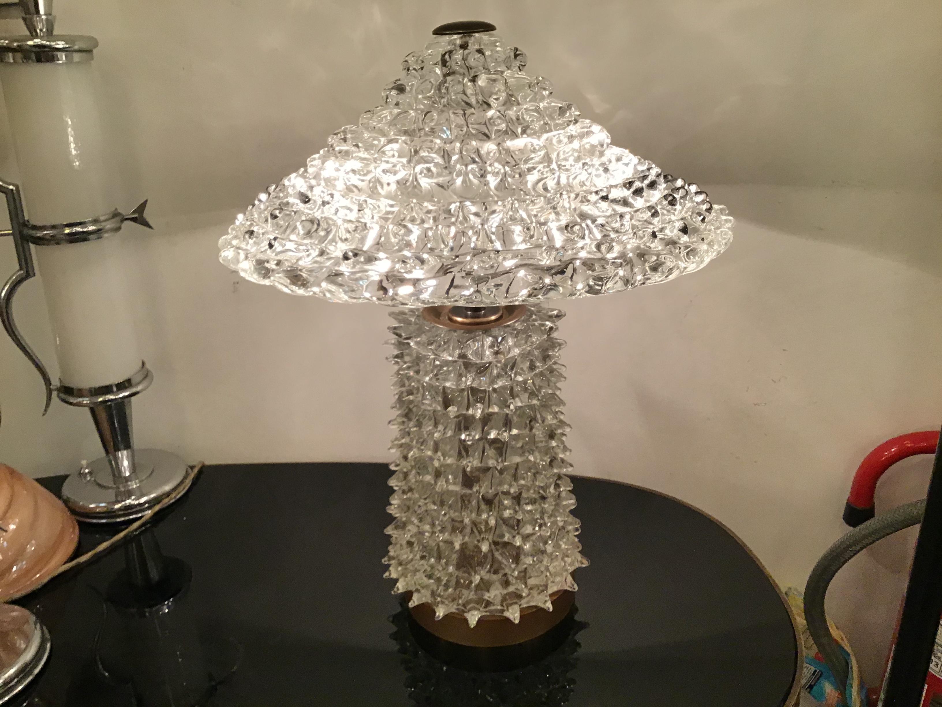 Barovier e Toso Table Lamp Murano Glass Brass 1940 Italy  1
