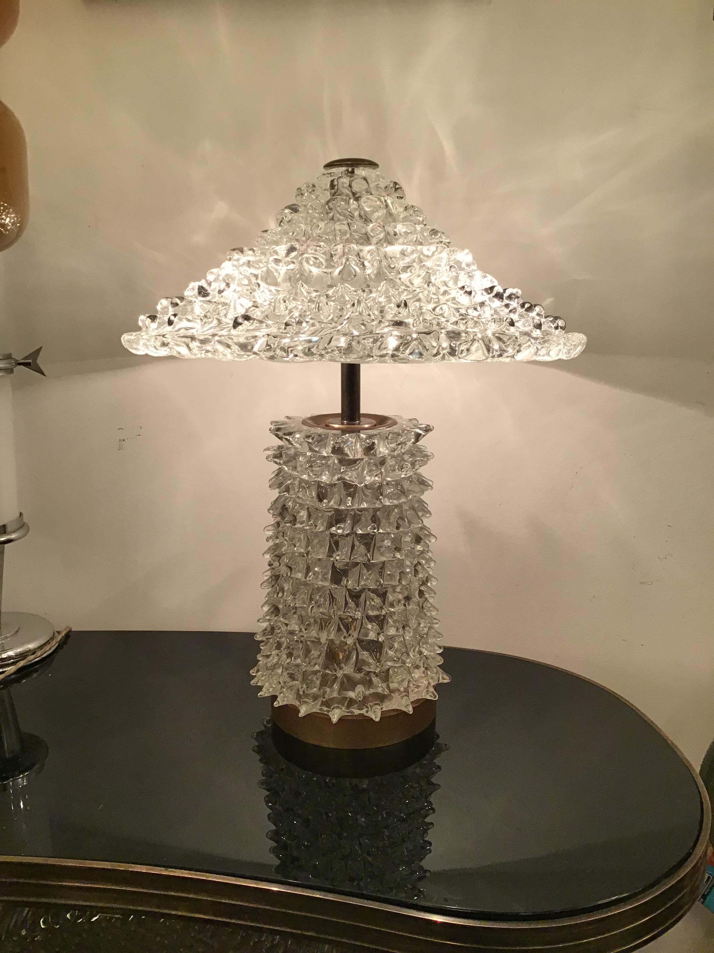 Barovier e Toso Table Lamp Murano Glass Brass 1940 Italy  3
