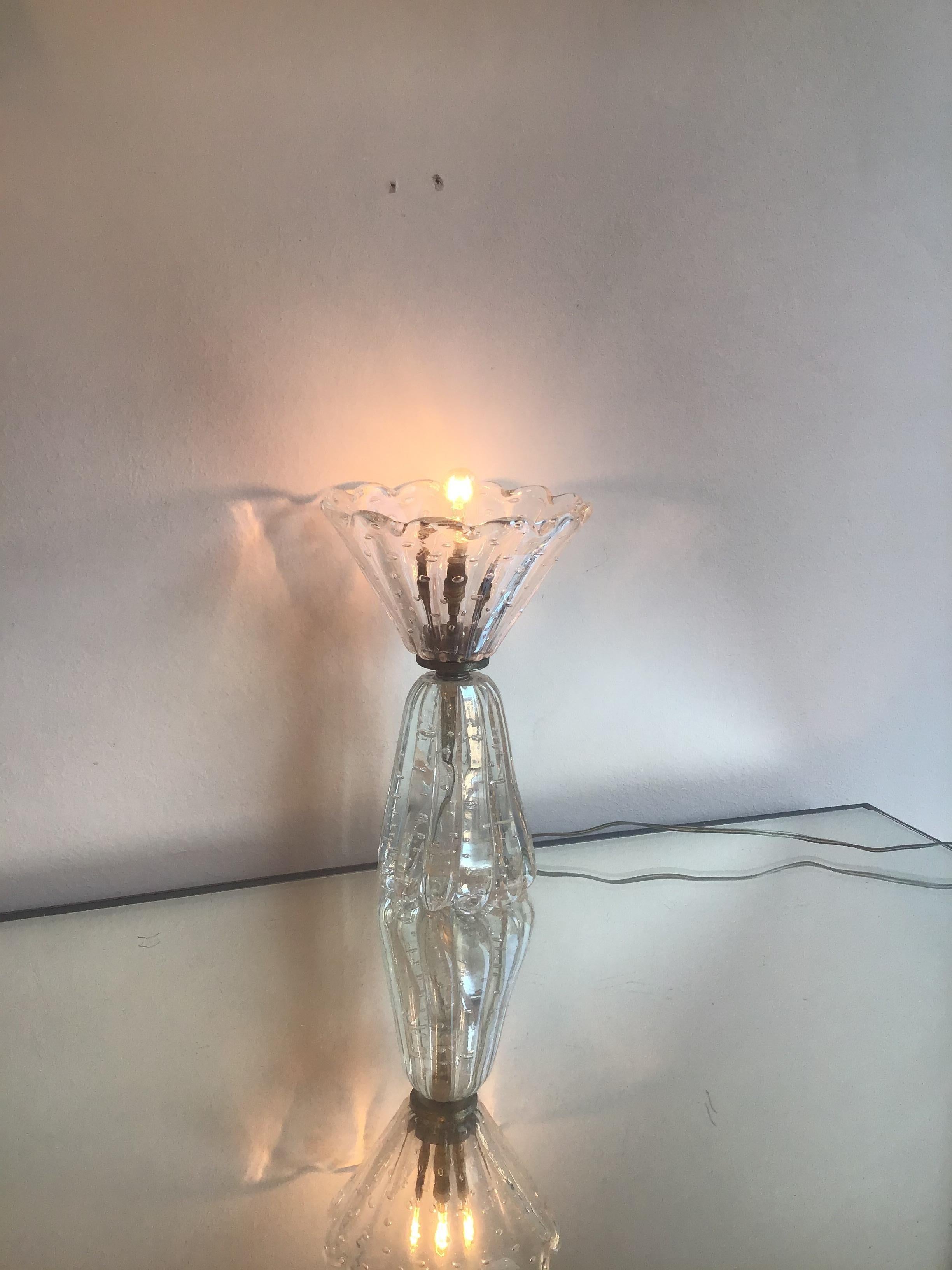 Barovier & Toso - Lampe de table en verre de Murano - Métal Crome 1940 - Italie en vente 4