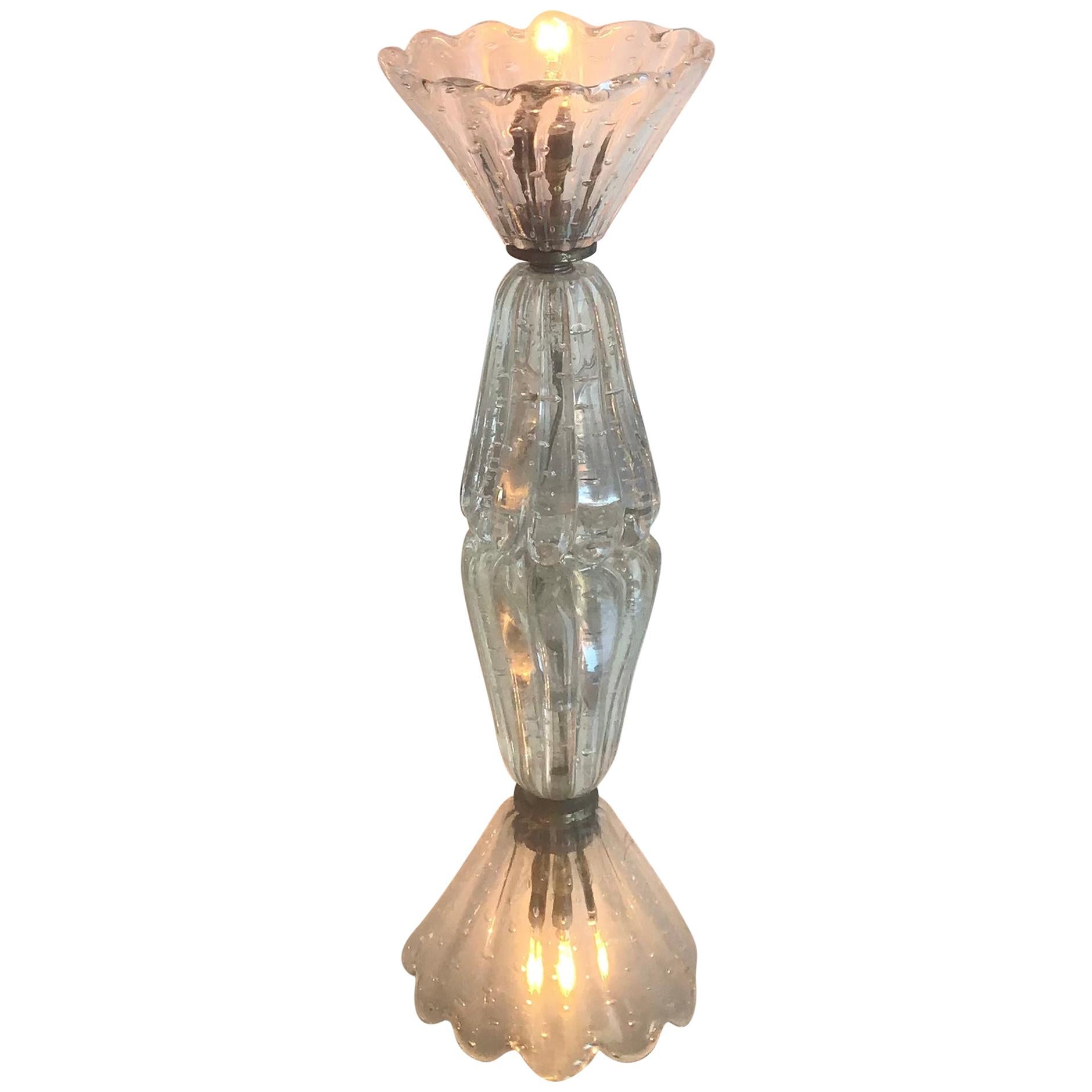 Barovier e Toso, Tischlampe aus Muranoglas und Metall, Italien, 1940