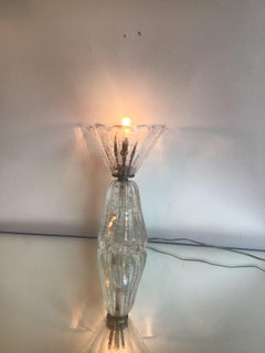 Barovier e Toso Table Lamp Murano Glass Metal Crome 1940 Italy