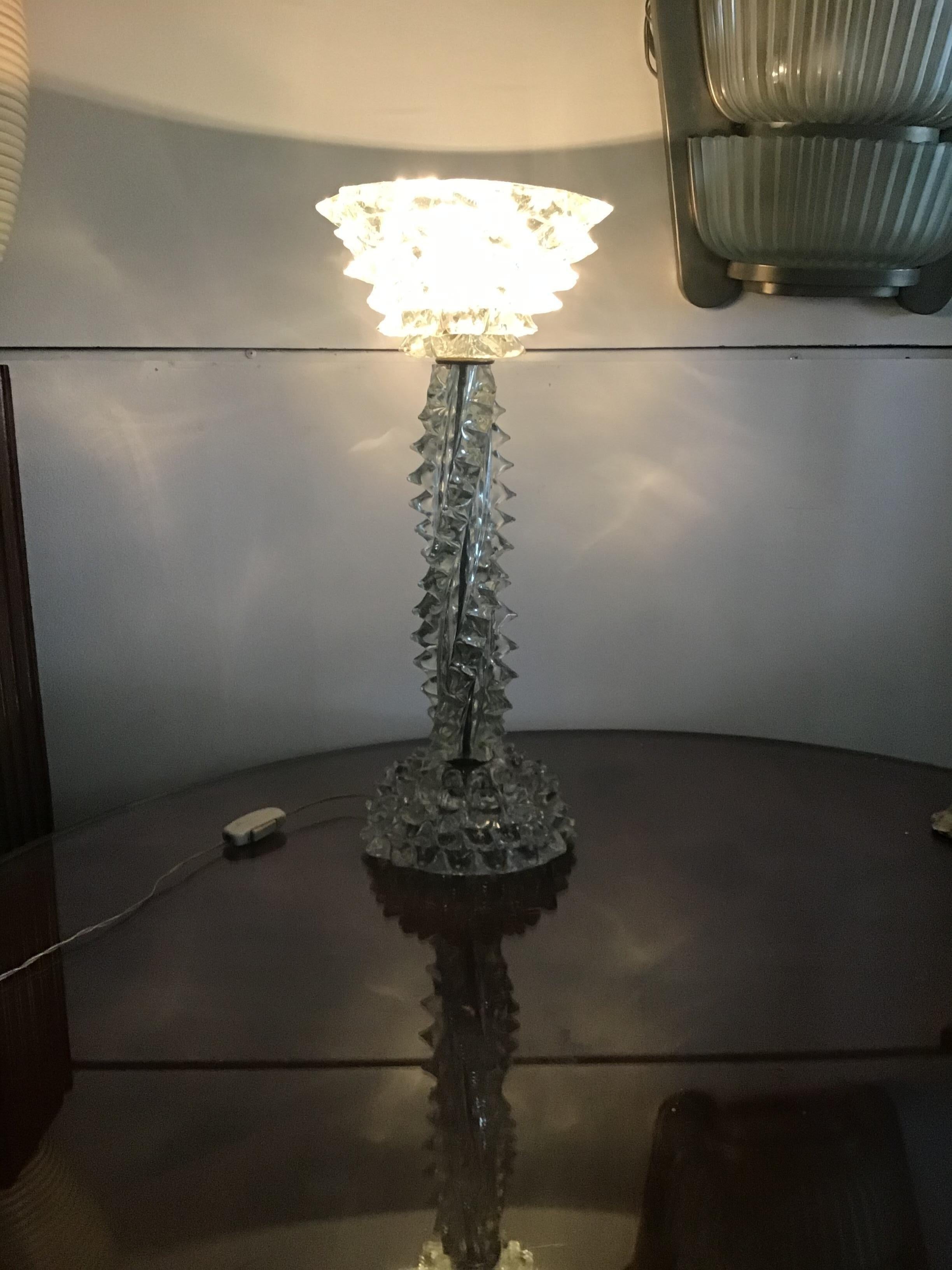 Exceptional table lamp “Rostata “Barovier e Toso 1940 Murano glass, Italy.