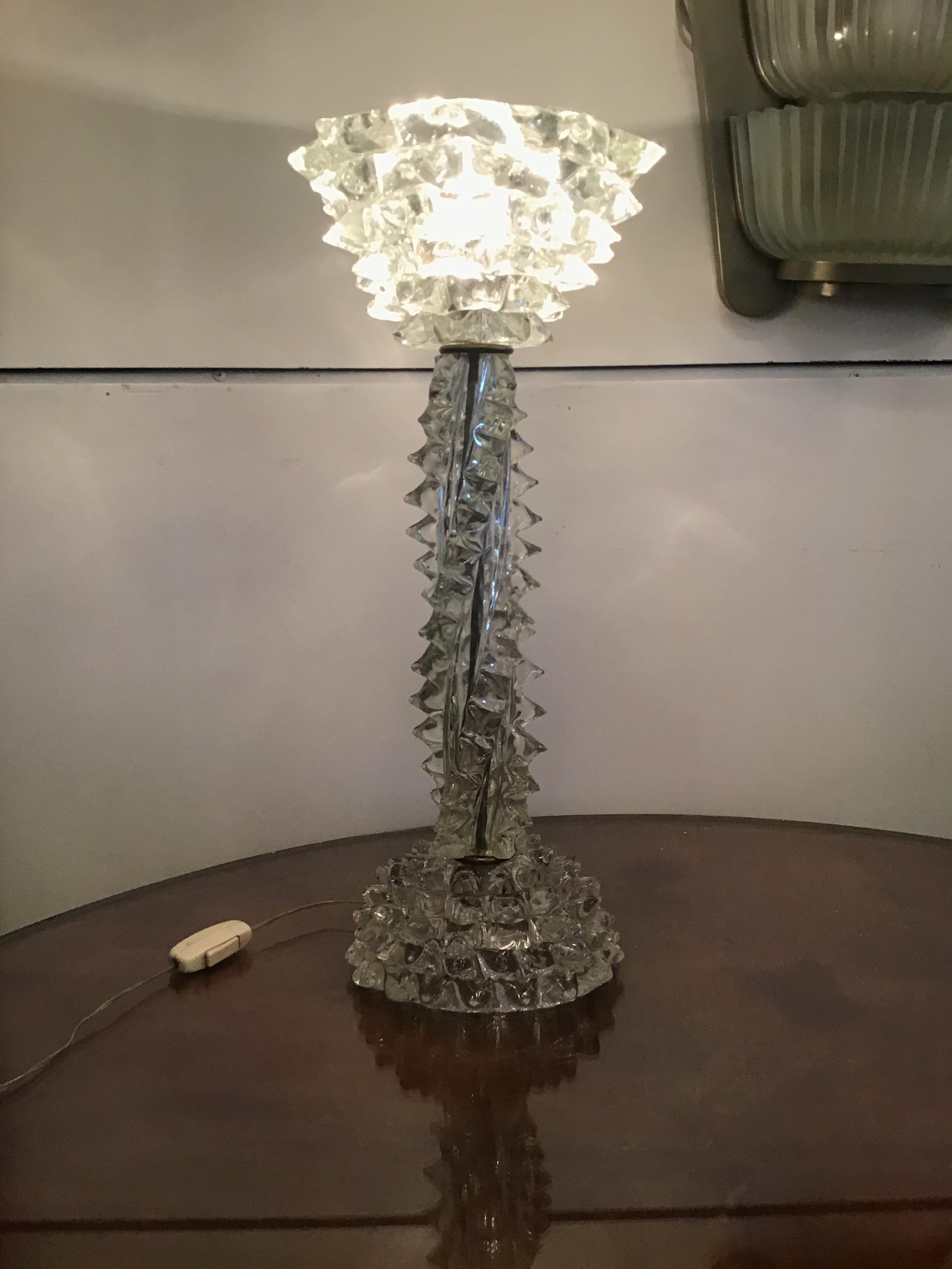 Other Barovier e Toso Table Lamp Murano Glass Rostrata, 1940, Italy For Sale