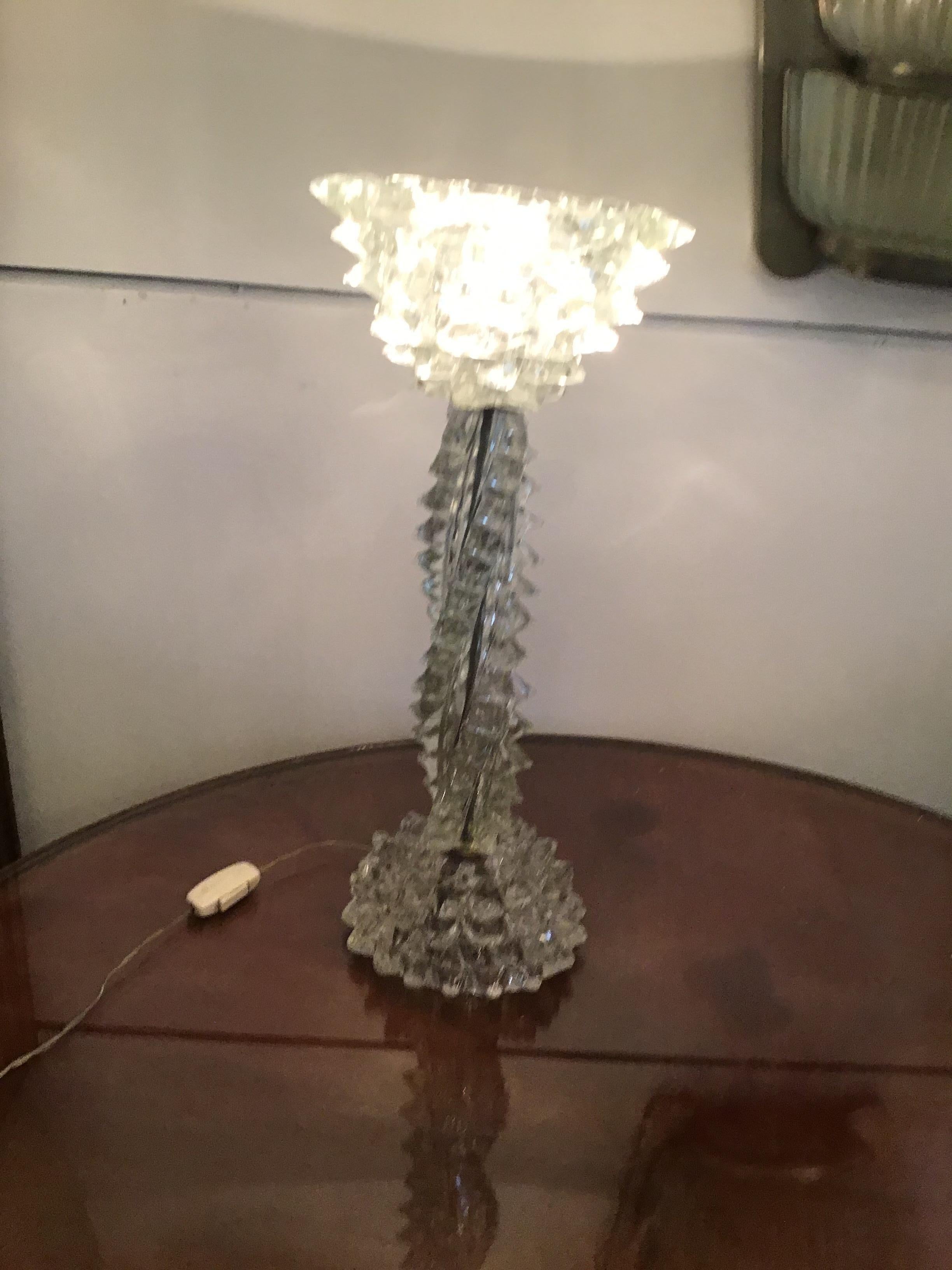 Barovier e Toso Table Lamp Murano Glass Rostrata, 1940, Italy In Excellent Condition For Sale In Milano, IT