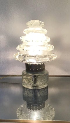 Barovier e Toso Table Lamp “Orecchiette” Murano Glass Metal Crome 1940 Italy