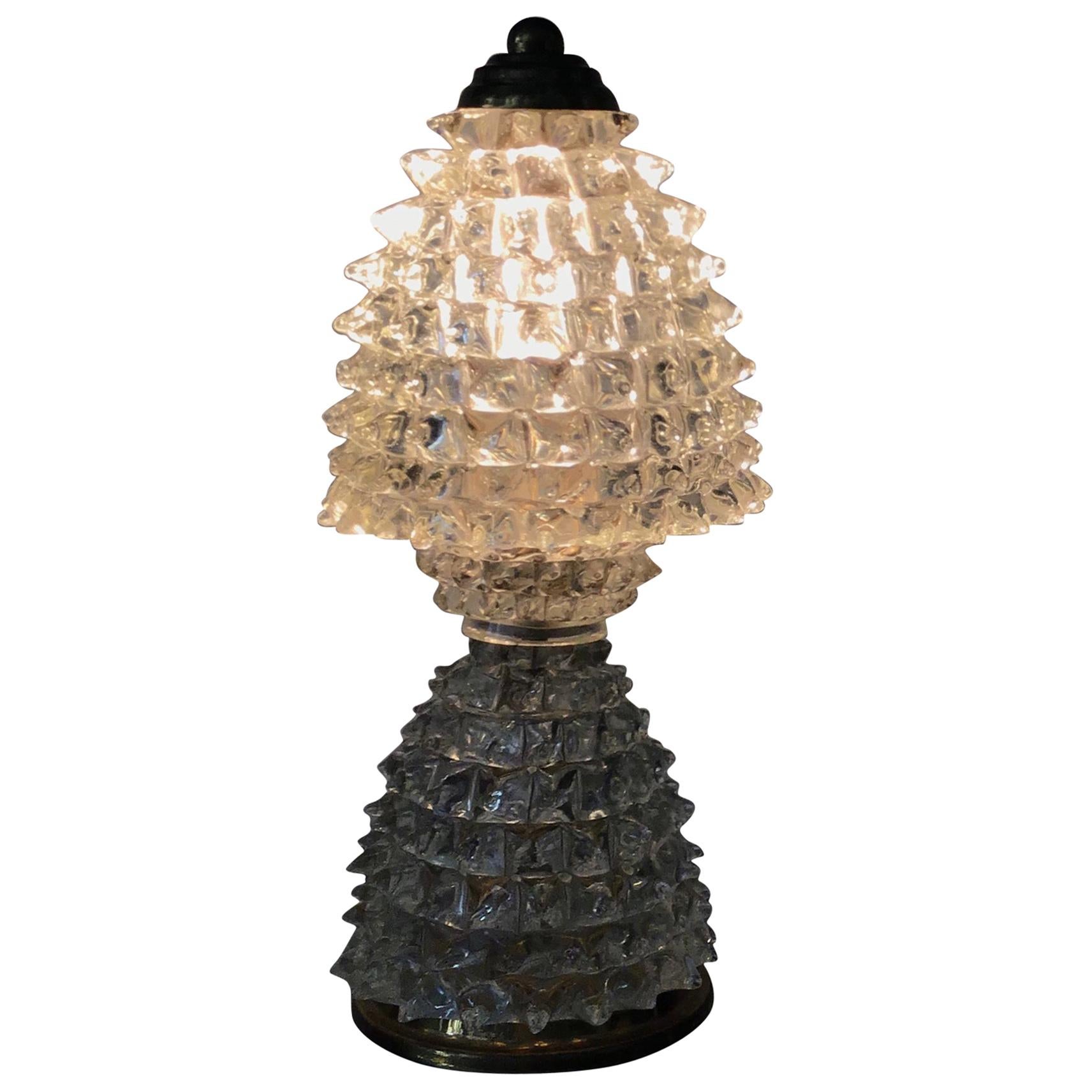 Barovier e Toso Table Lamp ”Rostrato” Murano Glass Brass, 1940, Italy