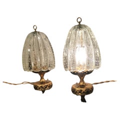 Barovier e Toso Table Lamps Brass Murano Glass 1940 Italy