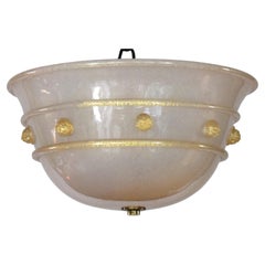 Barovier e Toso two-light ceiling lamp made of opalescent, mouth-blown glass and