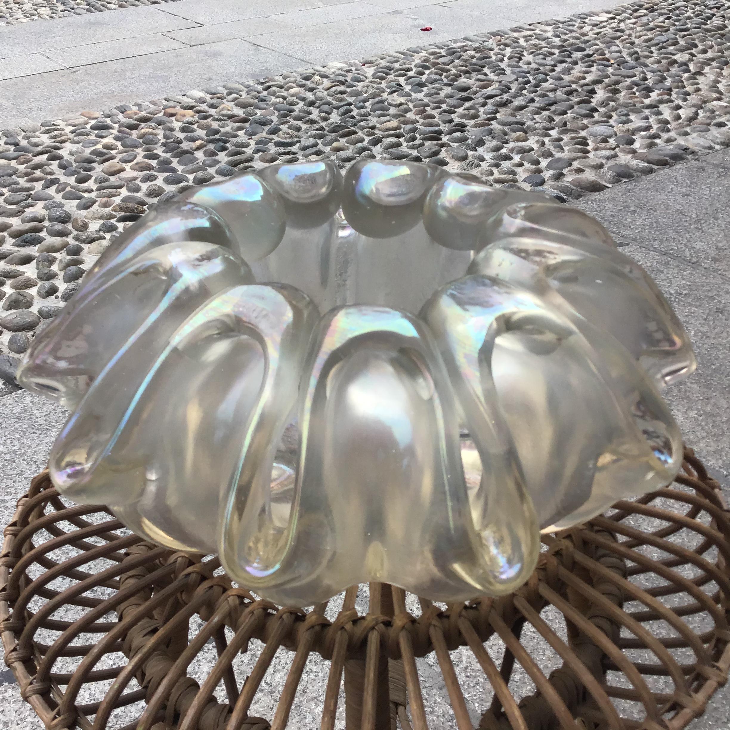 Barovier and Toso Vase Centerpiece iridescent Glass 1940 Italy For Sale 9