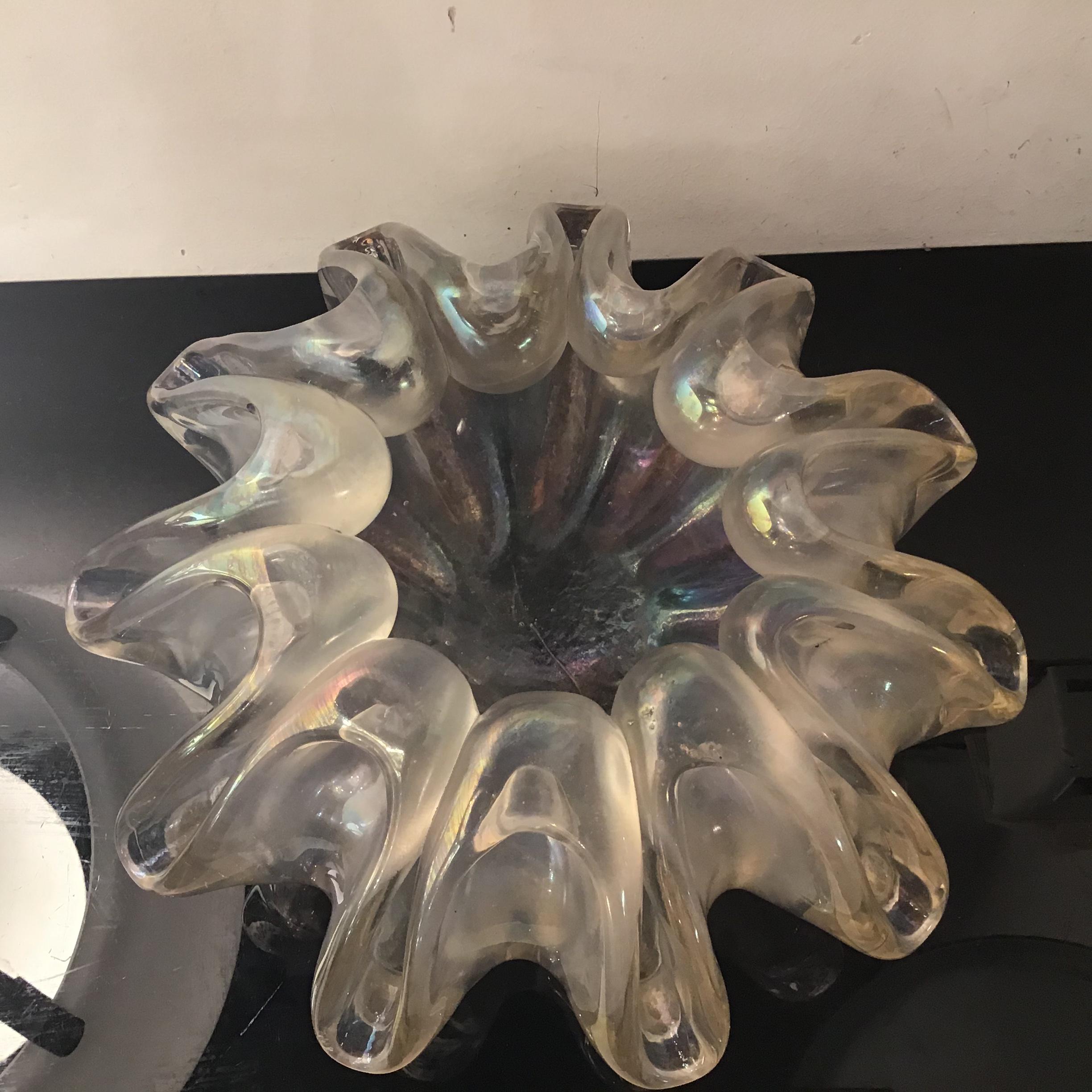 Barovier and Toso Vase Centerpiece iridescent Glass 1940 Italy  For Sale 11