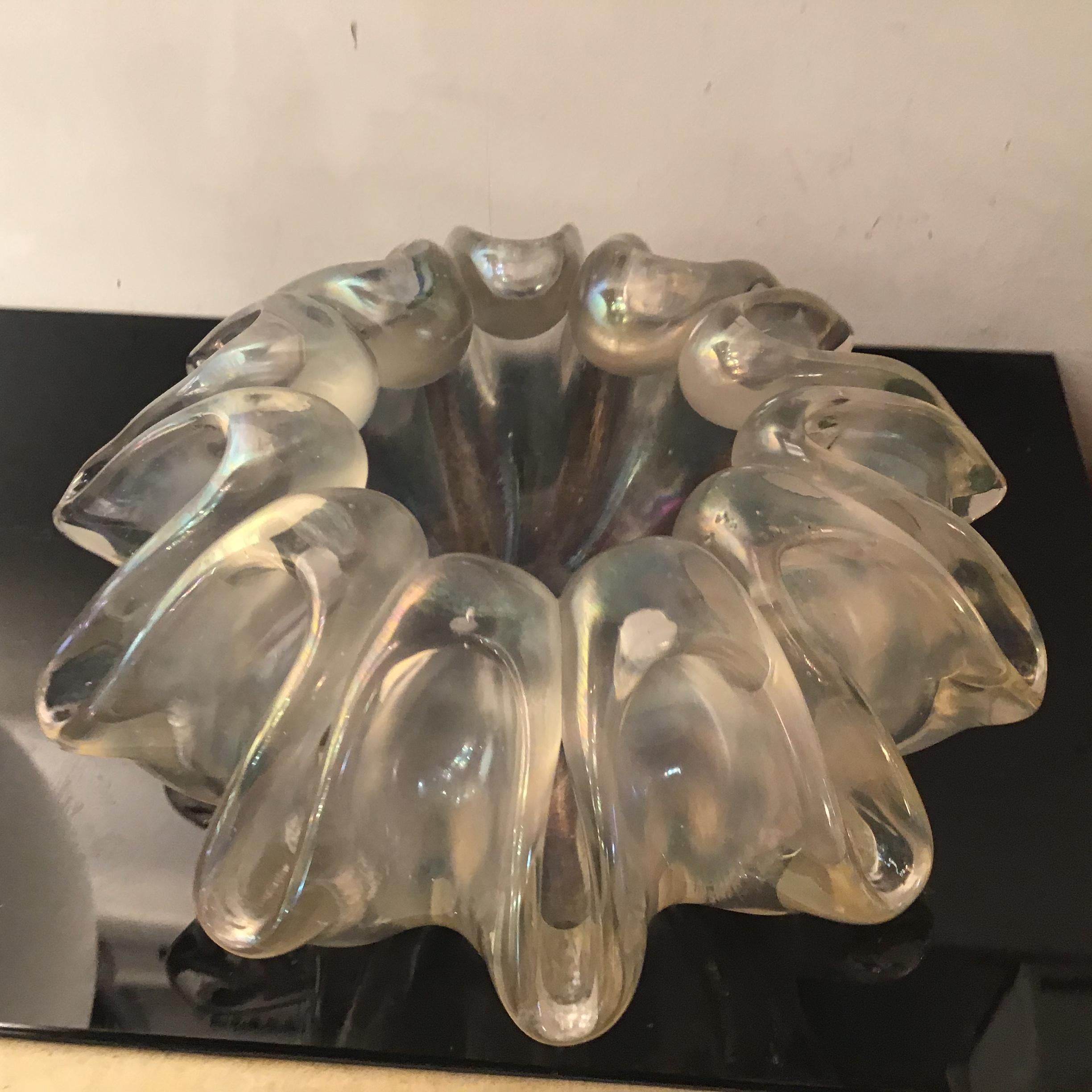 Barovier and Toso Vase Centerpiece iridescent Glass 1940 Italy  For Sale 12