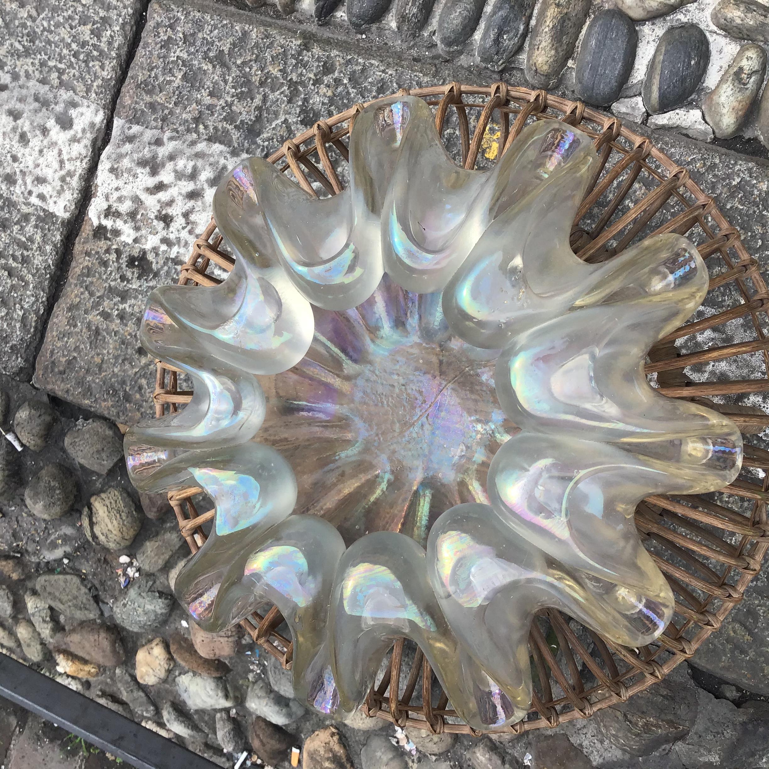 Barovier and Toso Vase Centerpiece iridescent Glass 1940 Italy  In Excellent Condition For Sale In Milano, IT