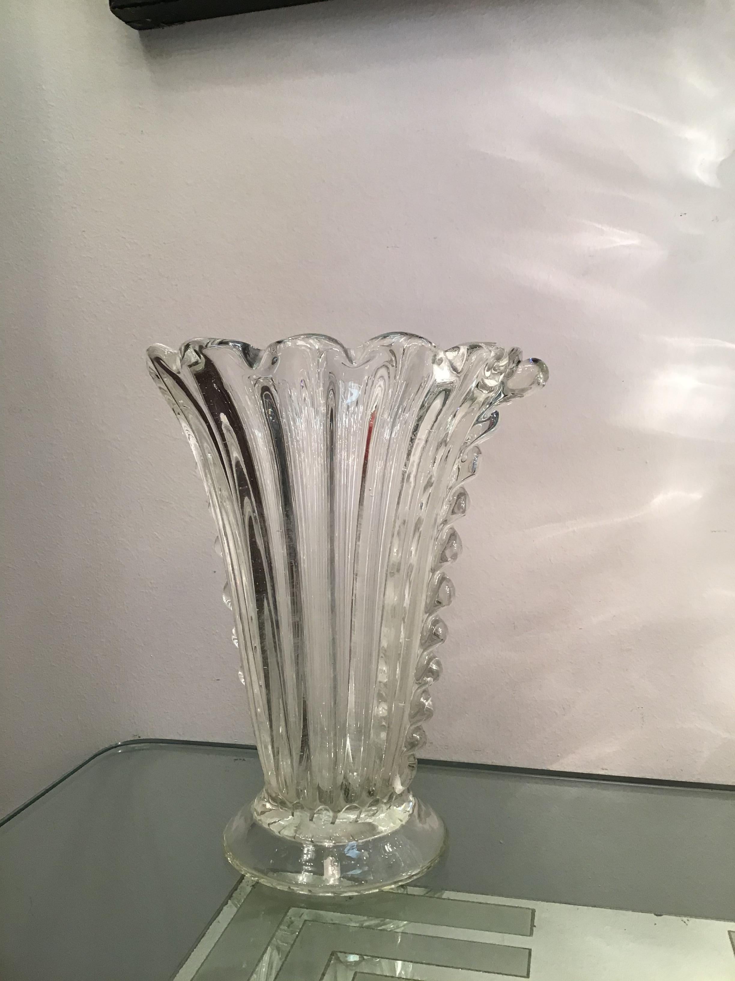 Barovier e Toso Vase Murano Glass, 1940, Italy For Sale 5
