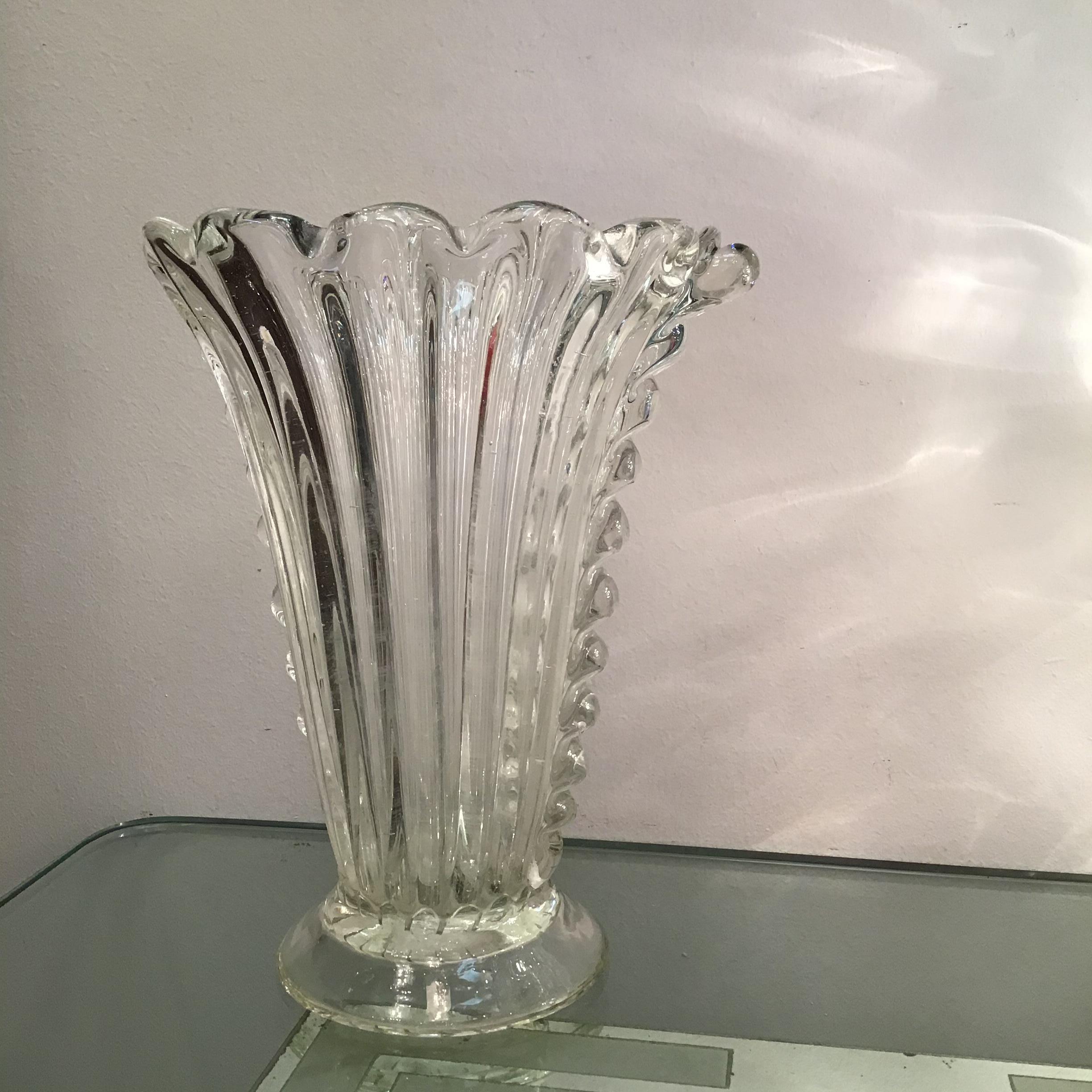 Barovier e Toso Vase Murano Glass, 1940, Italy For Sale 7