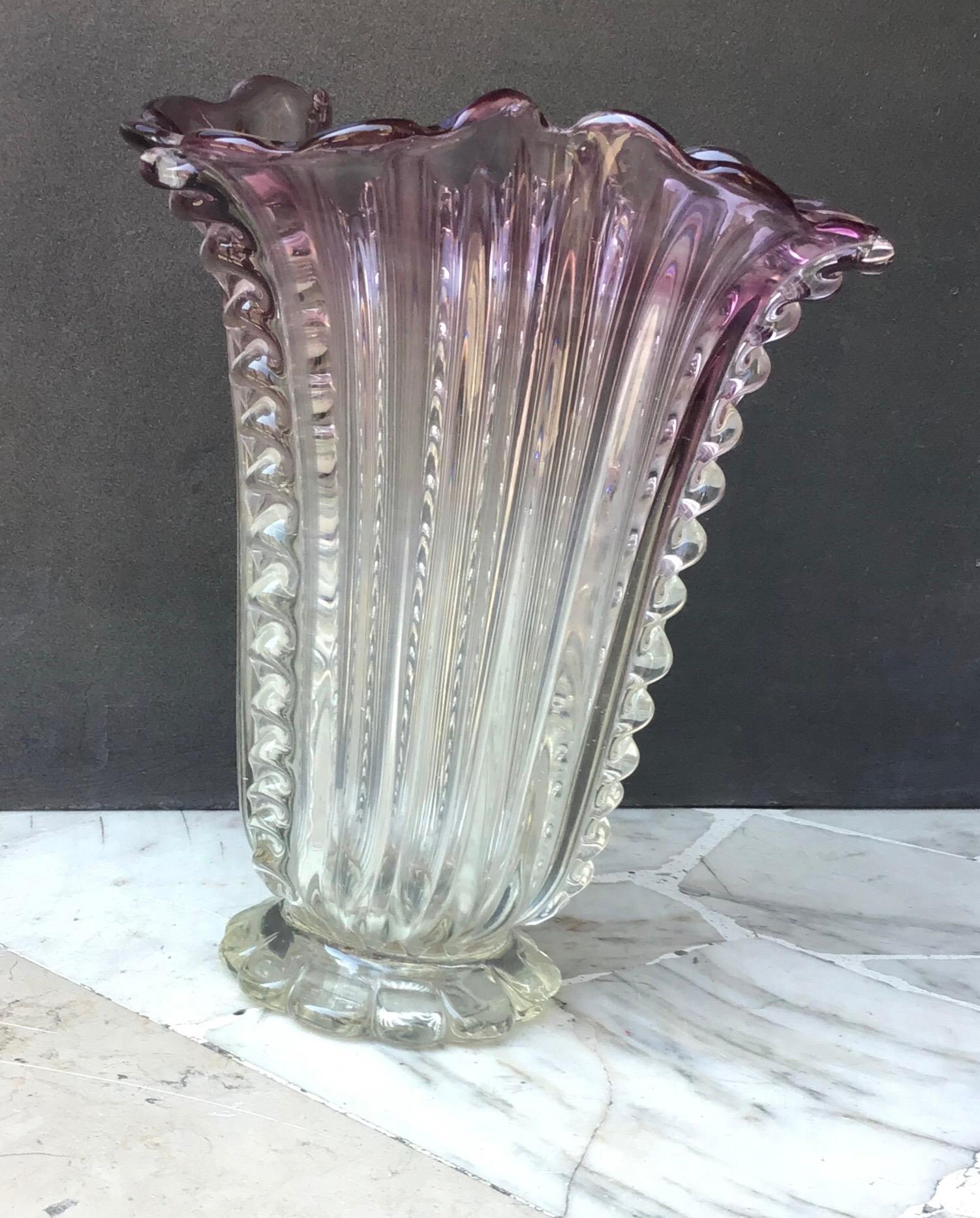 Autre Barovier e Toso Vase Murano Glass 1940 Italie en vente