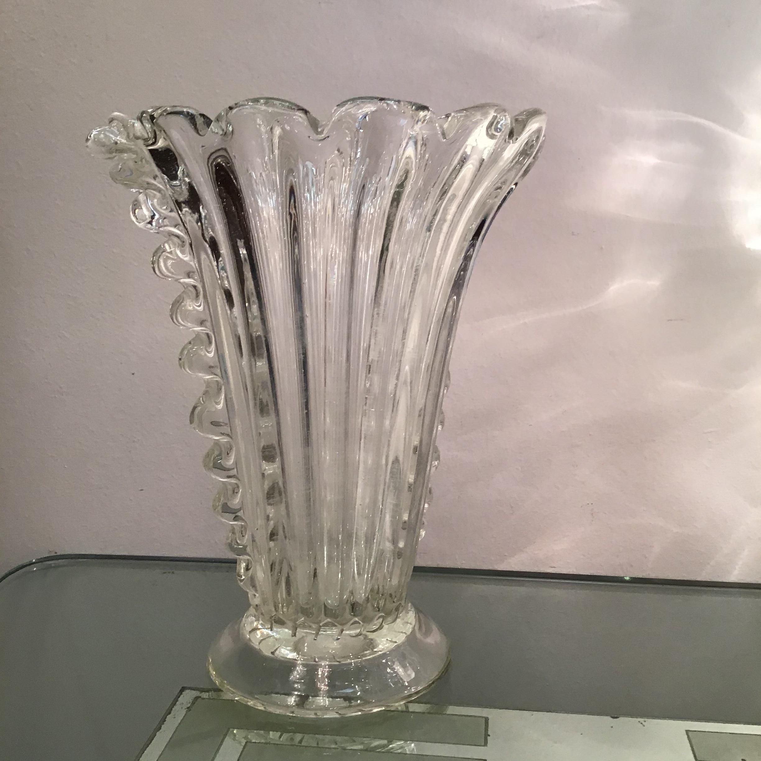 Barovier e Toso Vase Murano Glass, 1940, Italy In Excellent Condition For Sale In Milano, IT