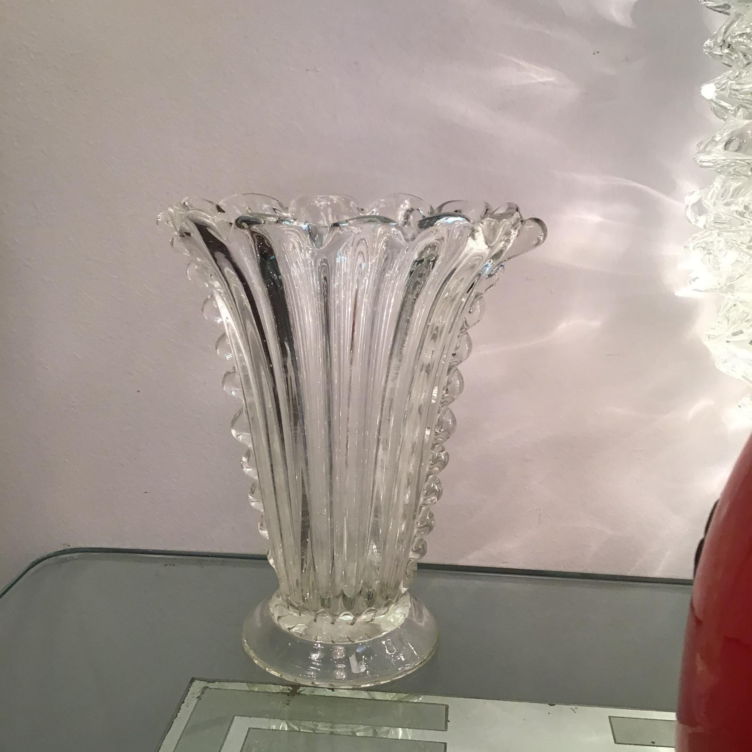 Mid-20th Century Barovier e Toso Vase Murano Glass, 1940, Italy For Sale