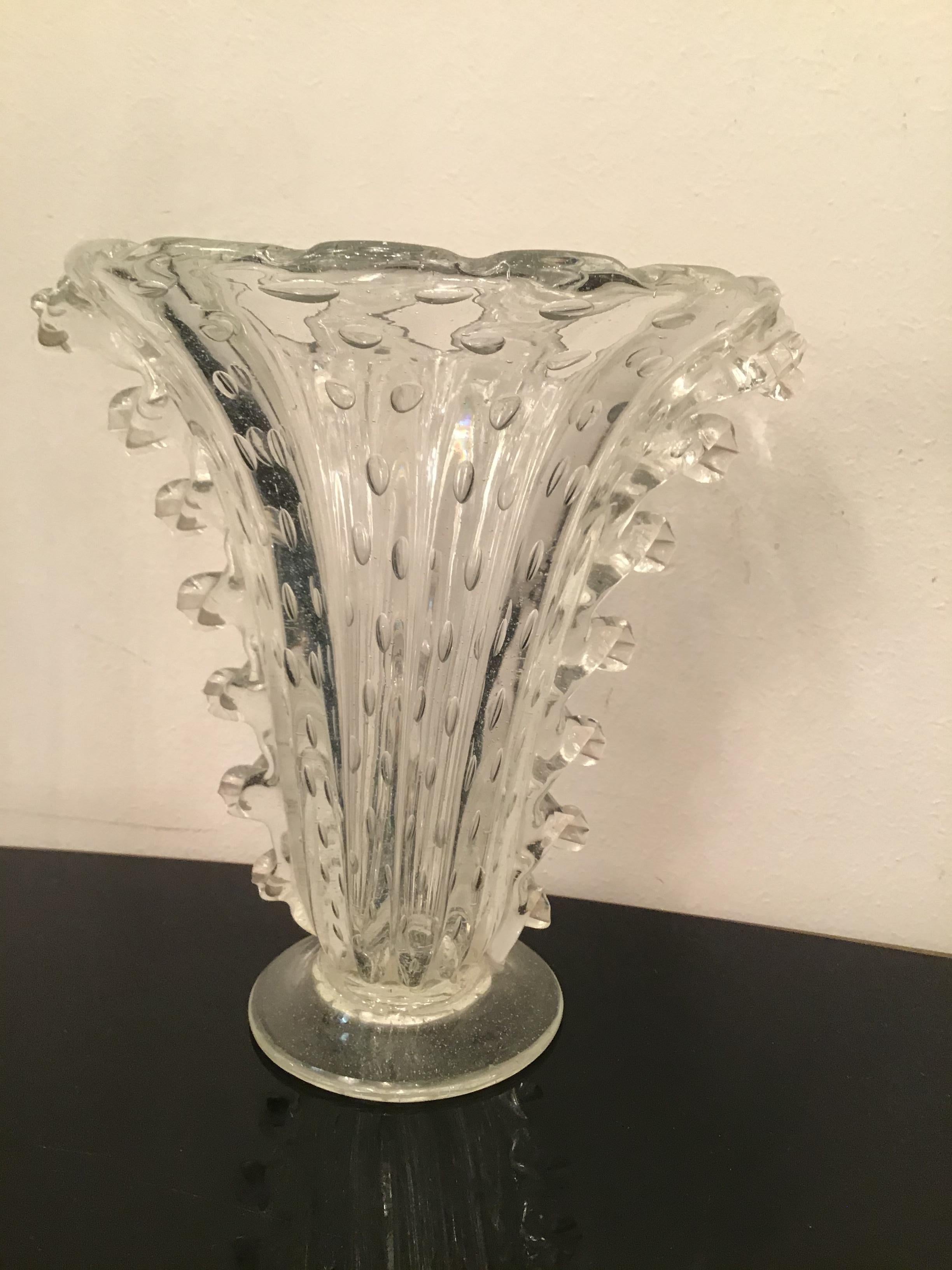 Mid-20th Century Barovier e Toso Vase Murano Glass 1940 Italy For Sale