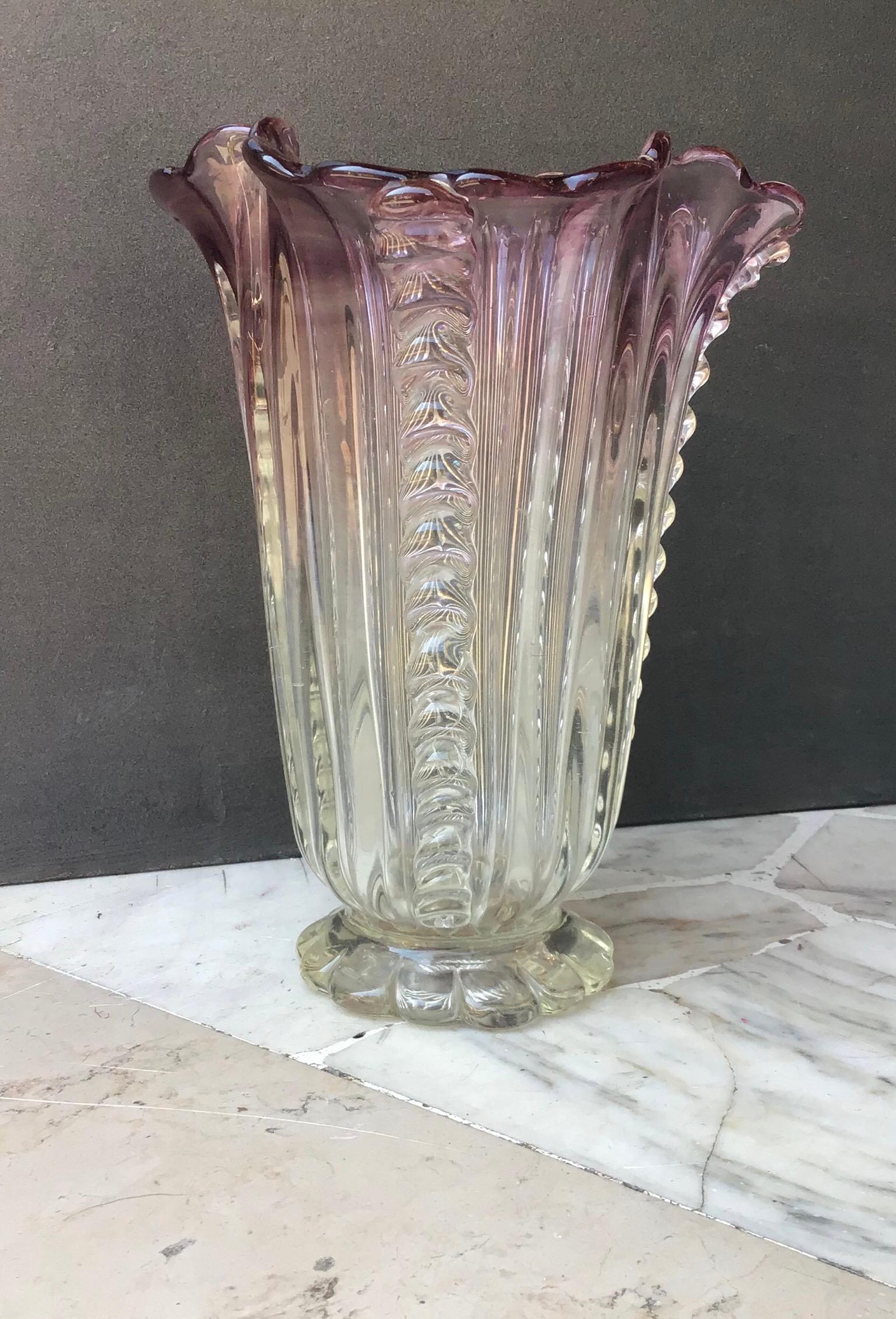 Barovier e Toso Vase Murano Glass 1940 Italy In Excellent Condition For Sale In Milano, IT