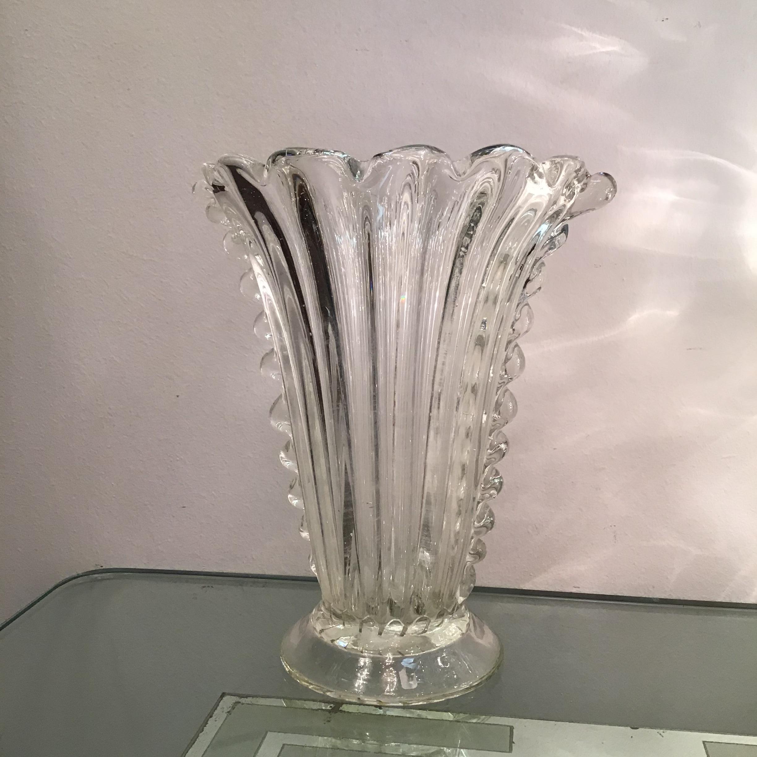 Barovier e Toso Vase Murano Glass, 1940, Italy For Sale 1