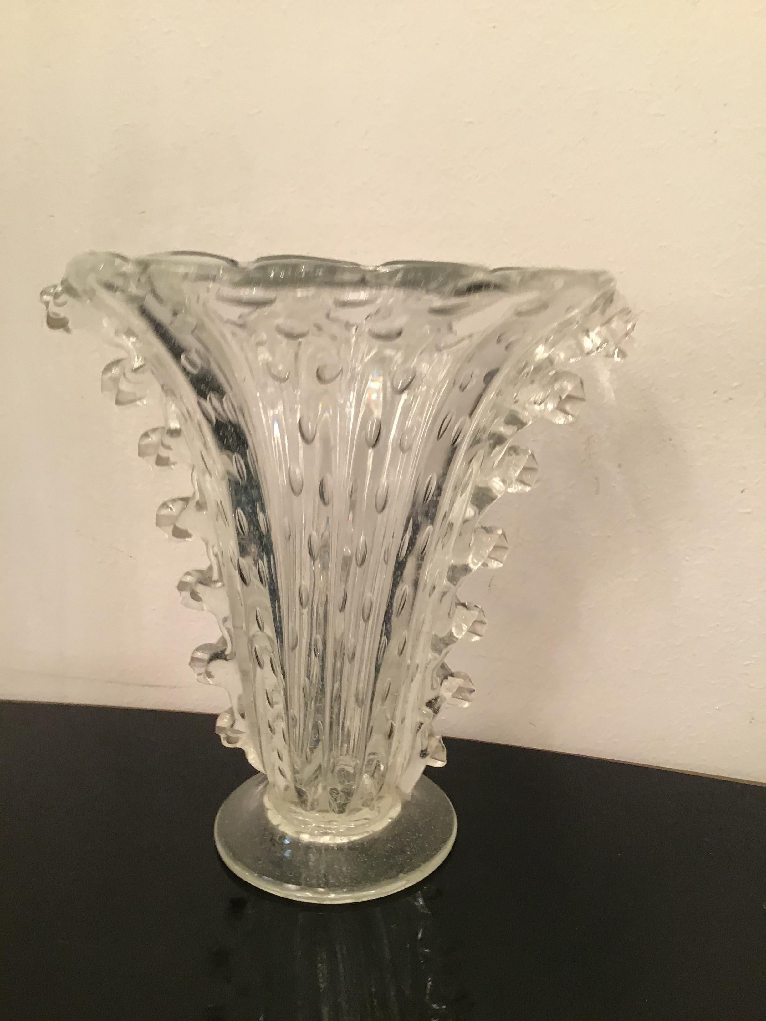Barovier e Toso Vase Murano Glass 1940 Italy For Sale 1
