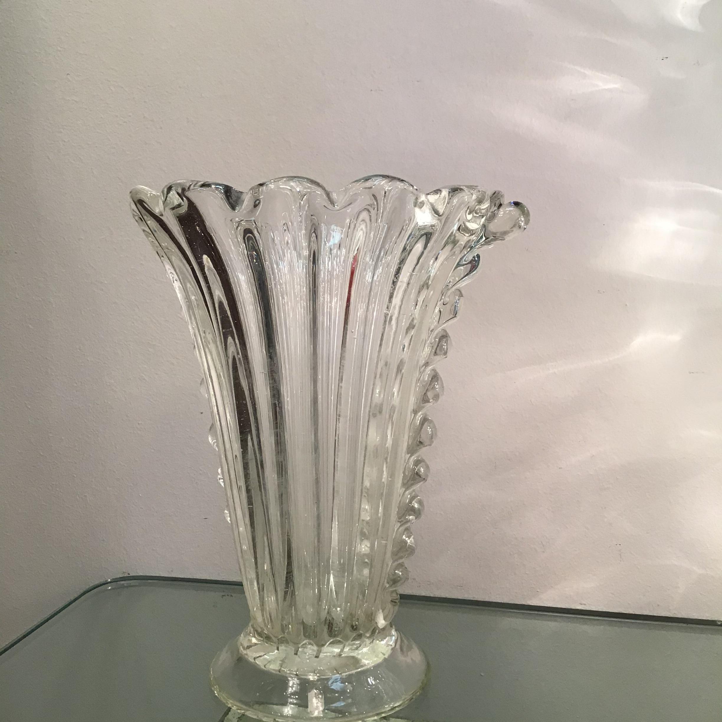 Barovier e Toso Vase Murano Glass, 1940, Italy For Sale 2