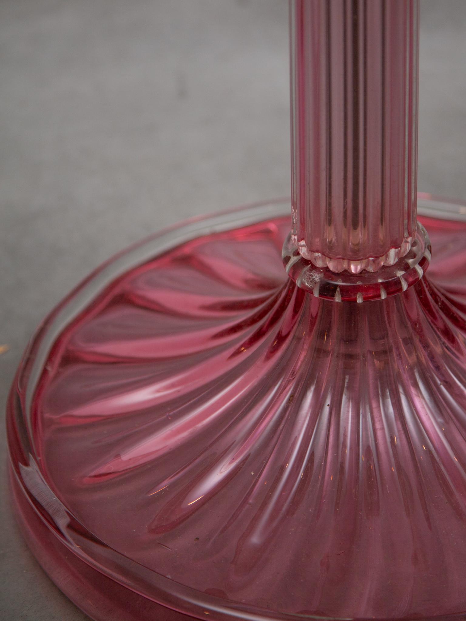 Lampadaire en verre d'art rose de Barovier e Tosso, verre soufflé de Murano, années 1950, Italie en vente 2