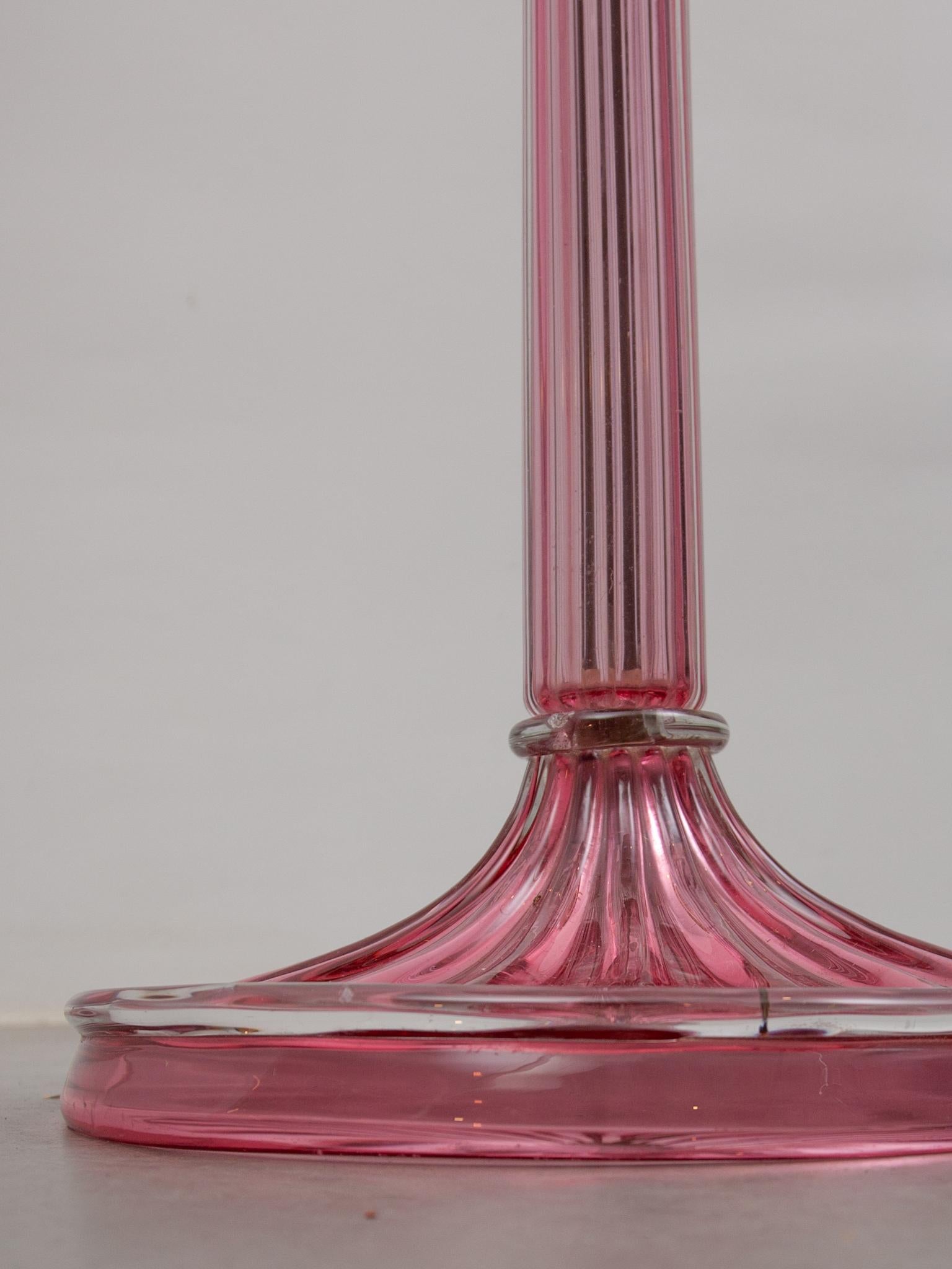 Lampadaire en verre d'art rose de Barovier e Tosso, verre soufflé de Murano, années 1950, Italie en vente 3