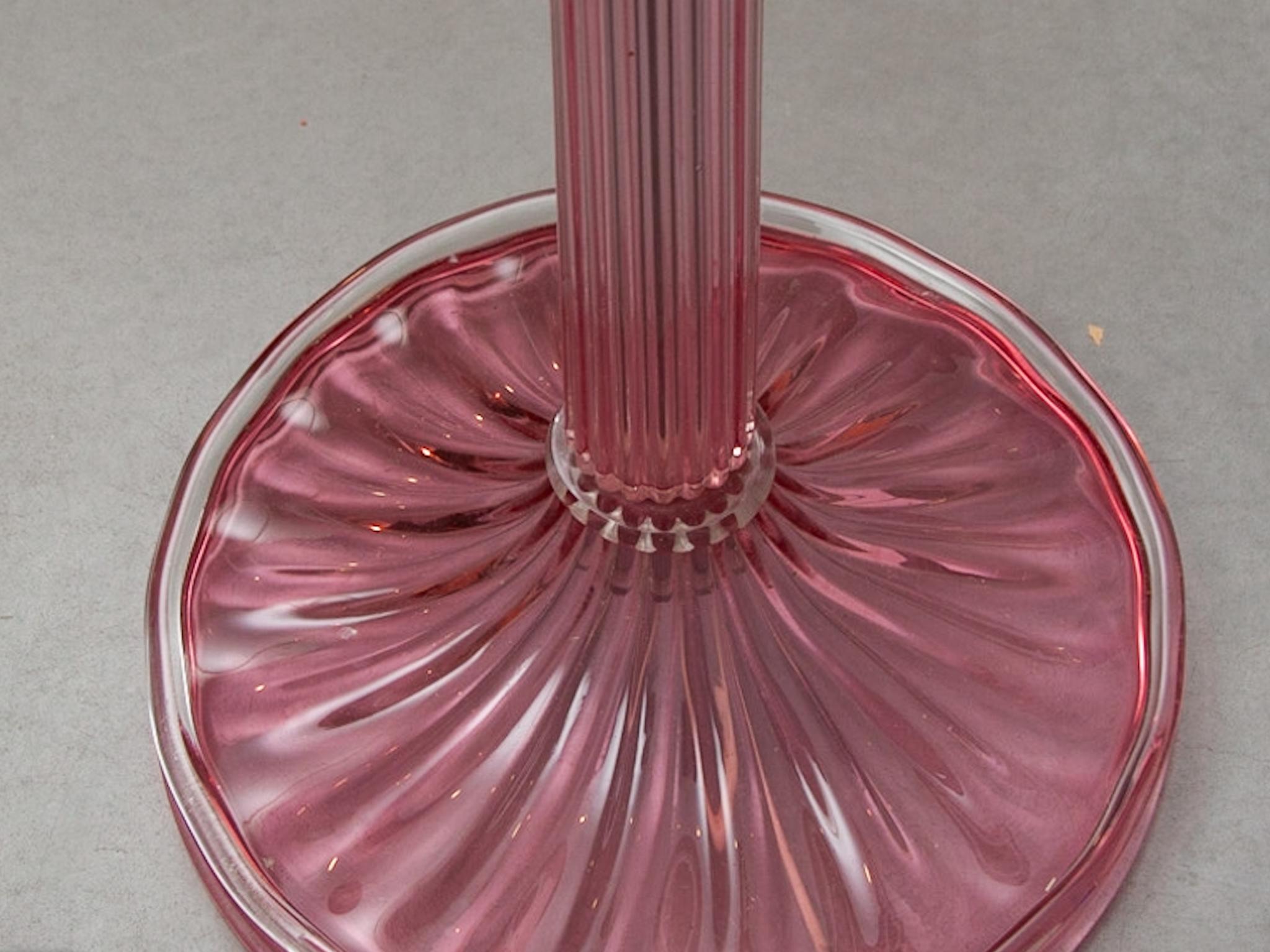 Lampadaire en verre d'art rose de Barovier e Tosso, verre soufflé de Murano, années 1950, Italie en vente 5