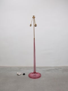 Barovier e Tosso Pink Art Glass Floor Lamp, Murano Blown Glass, 1950s, Italy