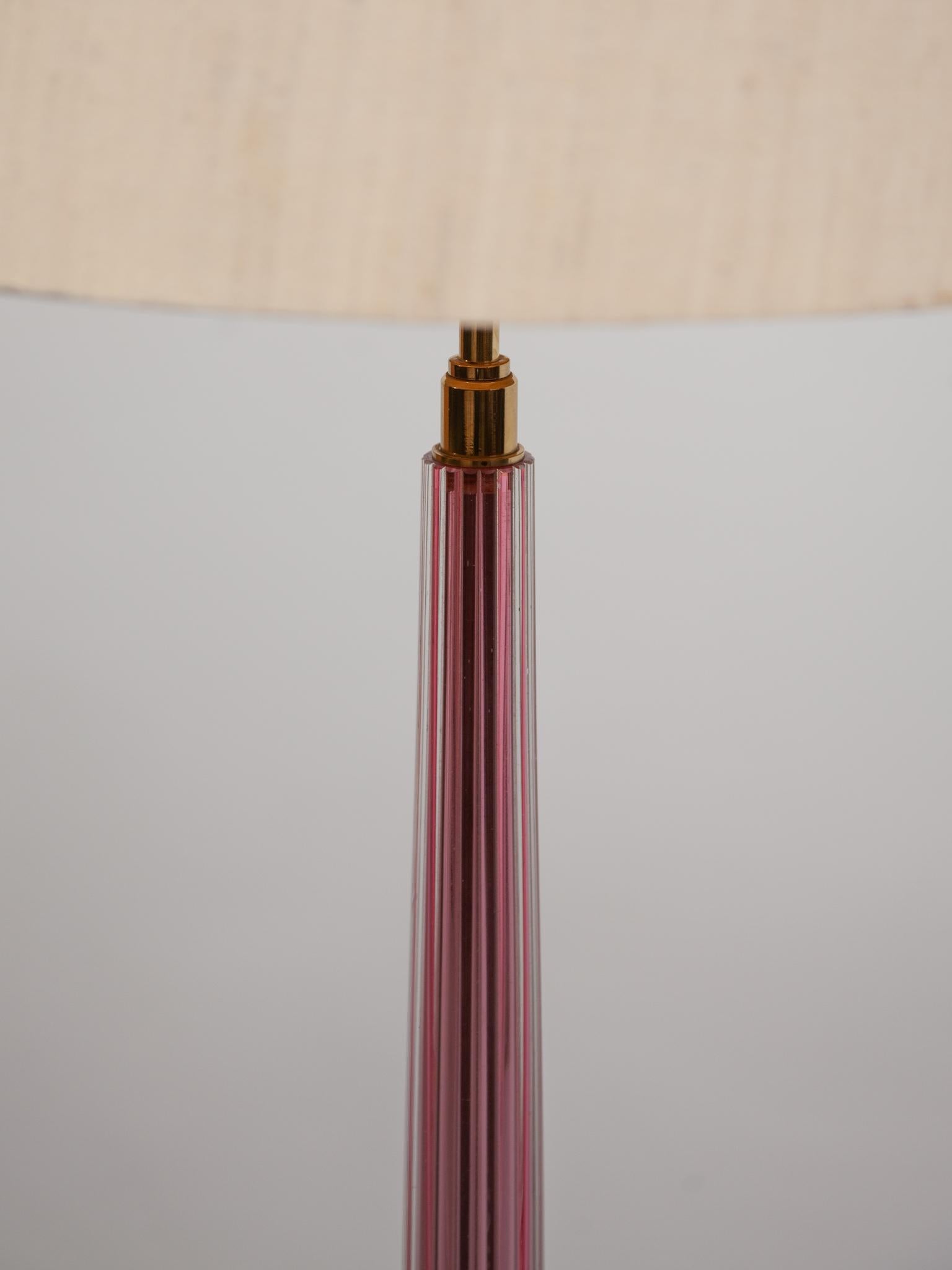 Lampadaire en verre d'art rose de Barovier e Tosso, verre soufflé de Murano, années 1950, Italie en vente 1