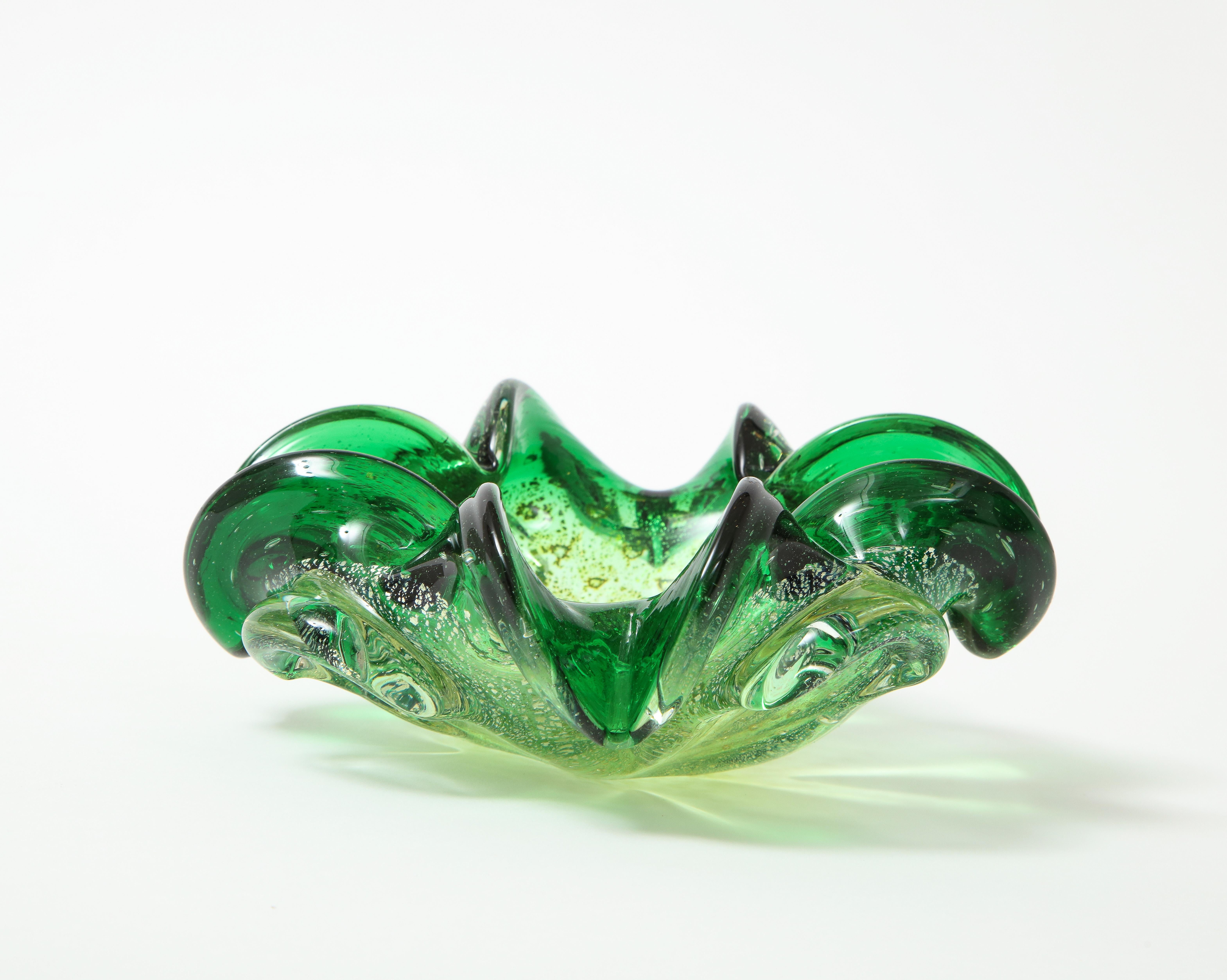 Mid-Century Modern Barovier Emerald Green Murano Vessel