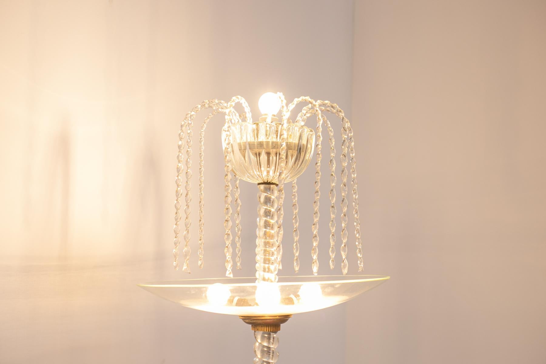 Mid-Century Modern Barovier Ercole Floor Lamp in Murano Glass and Brass