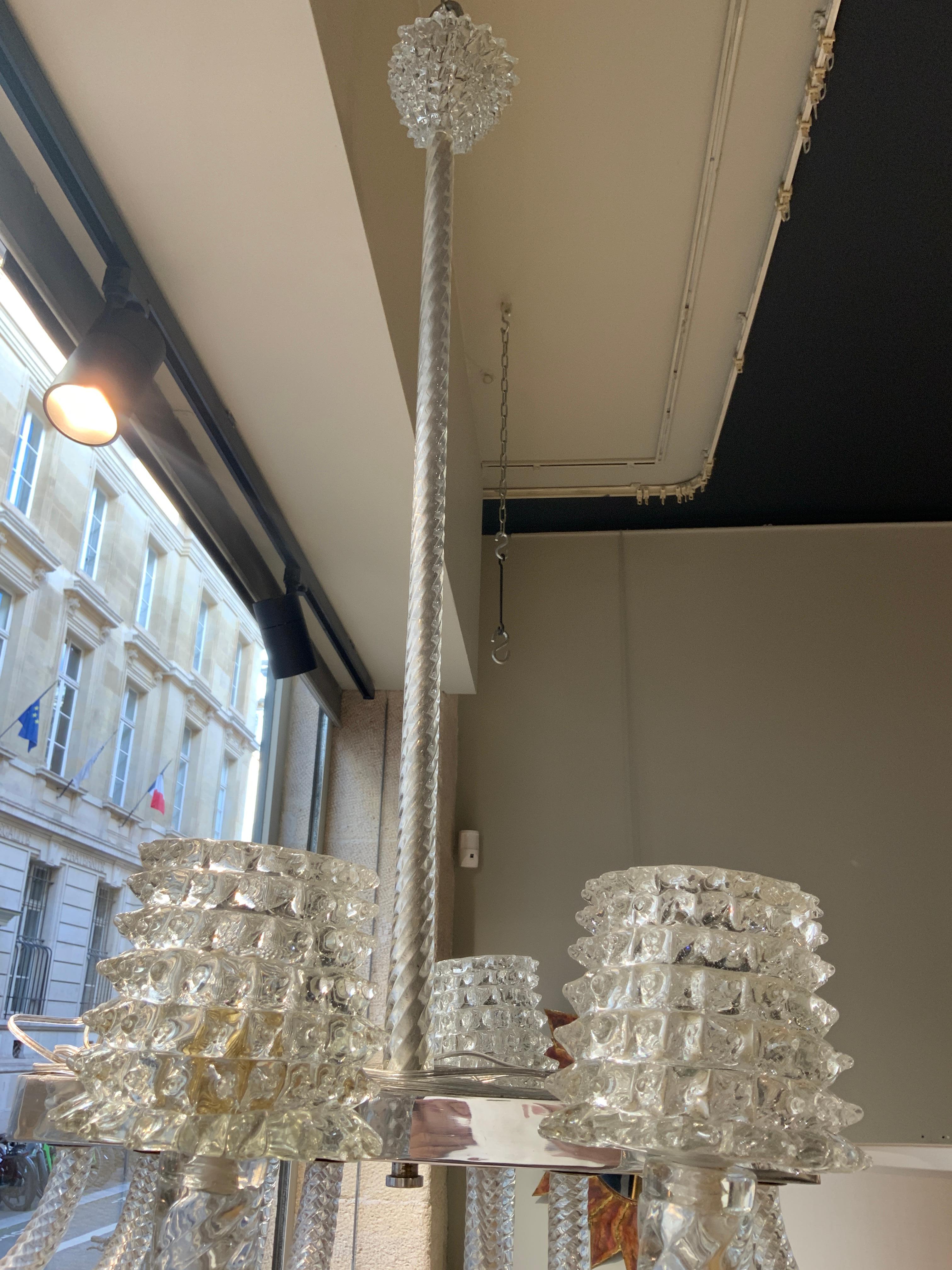 Mid-Century Modern Barovier&Toso Lustre à 8 bras de lumière Murano circa 1940 en vente