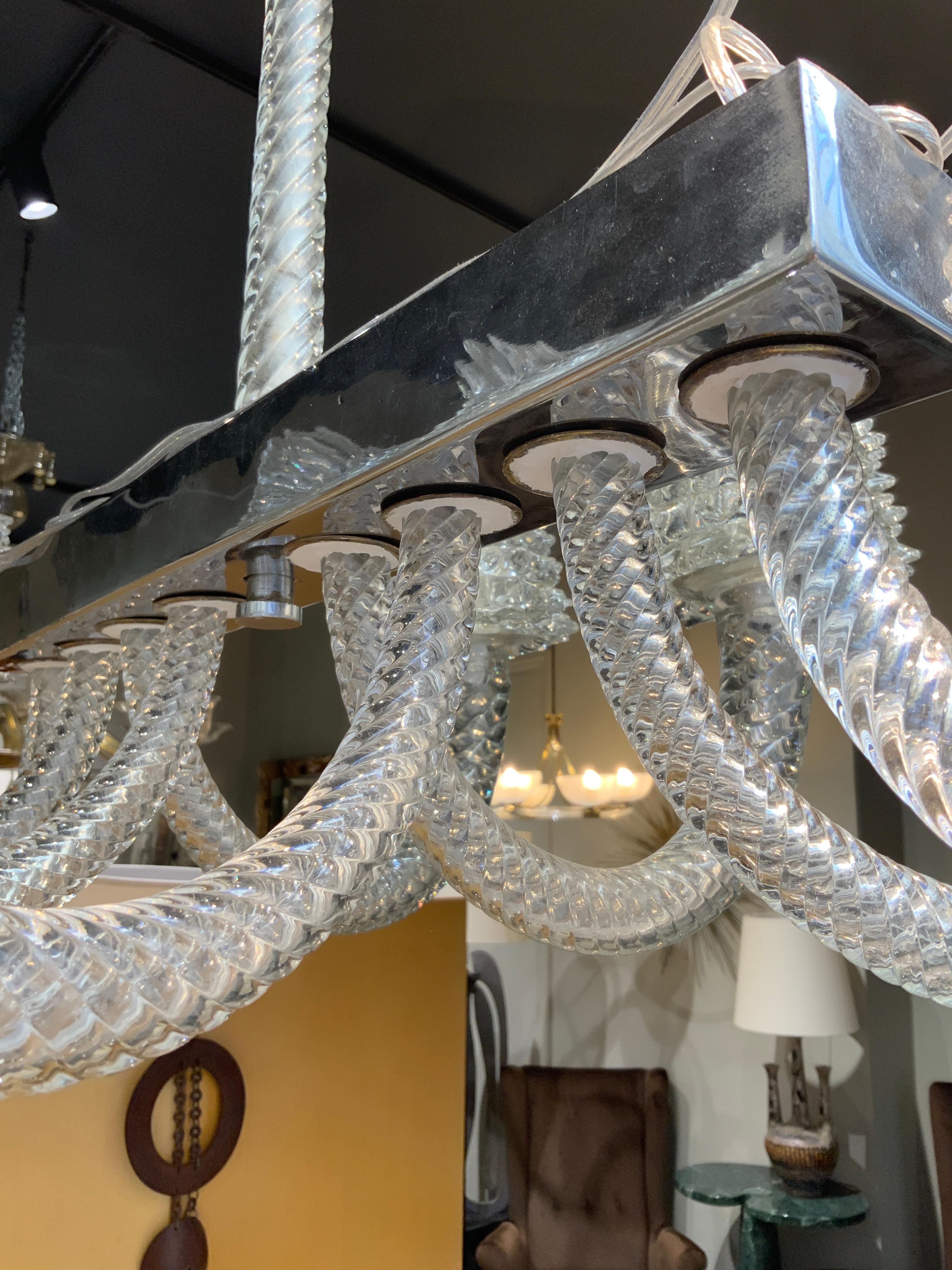 italien Barovier&Toso Lustre à 8 bras de lumière Murano circa 1940 en vente
