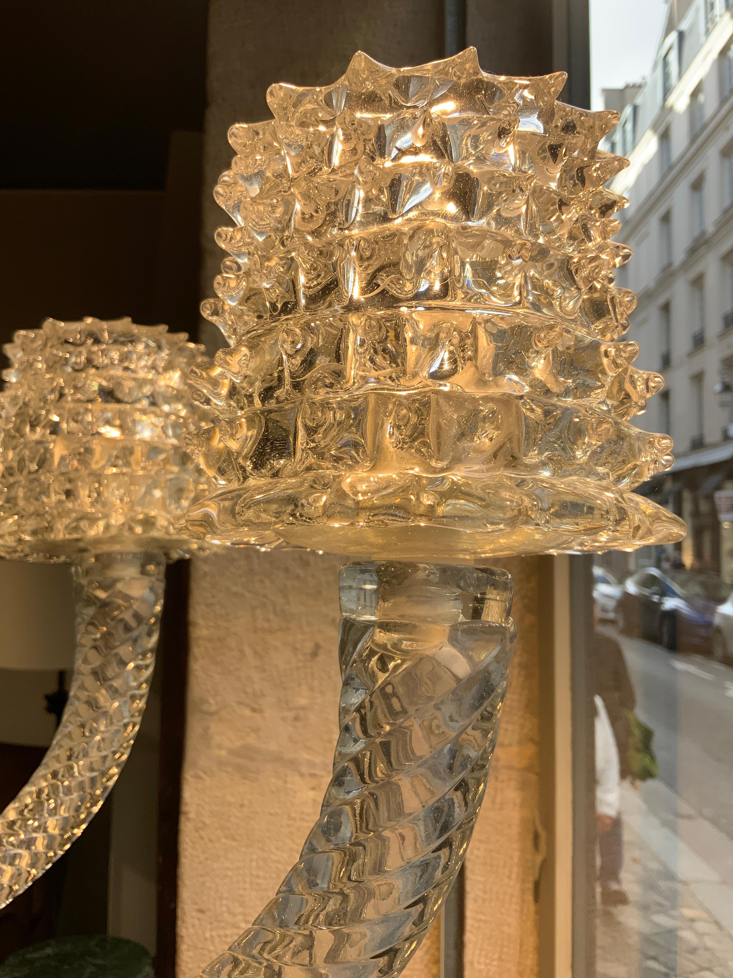 Milieu du XXe siècle Barovier&Toso Lustre à 8 bras de lumière Murano circa 1940 en vente