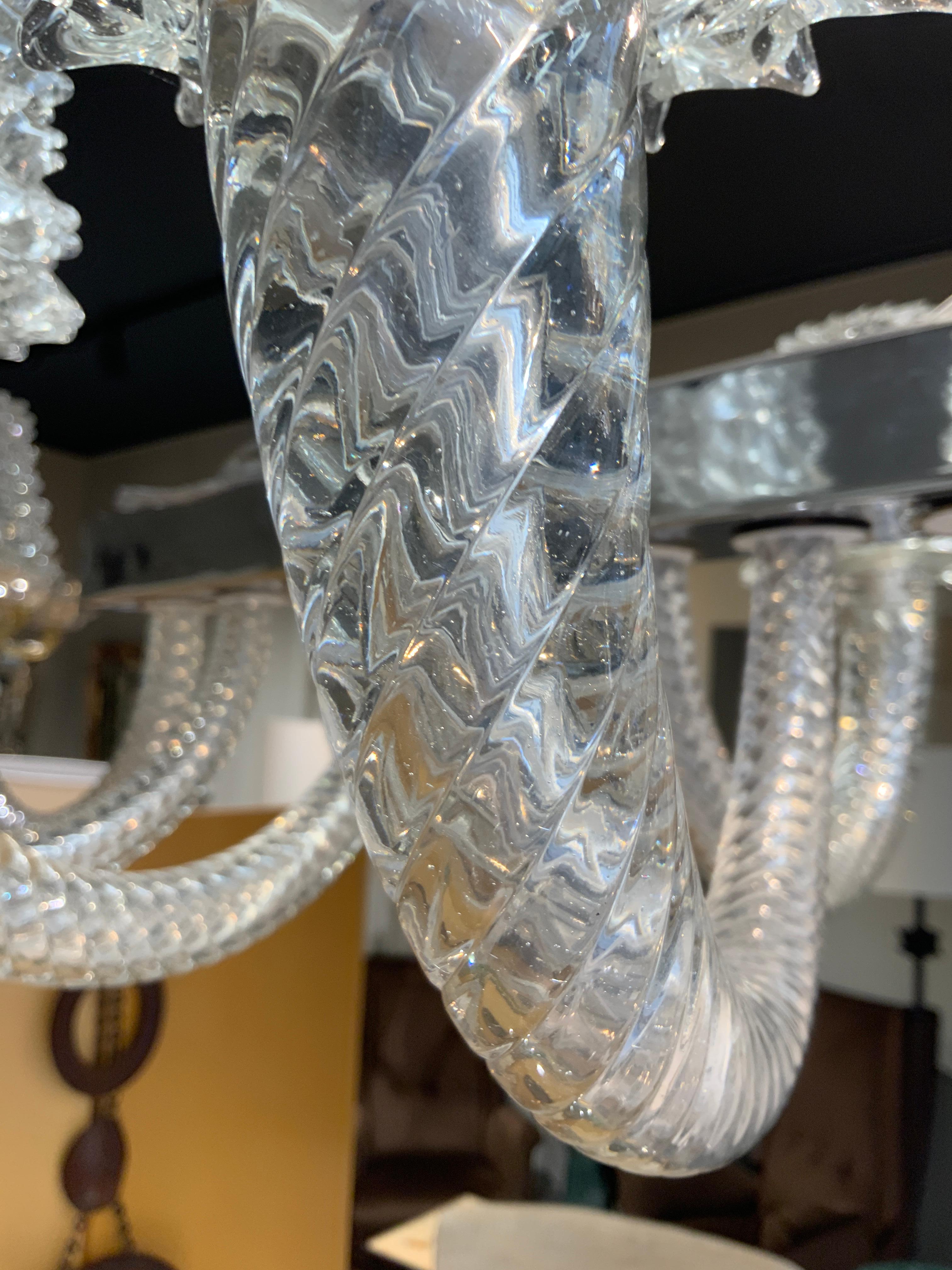 Acier Barovier&Toso Lustre à 8 bras de lumière Murano circa 1940 en vente